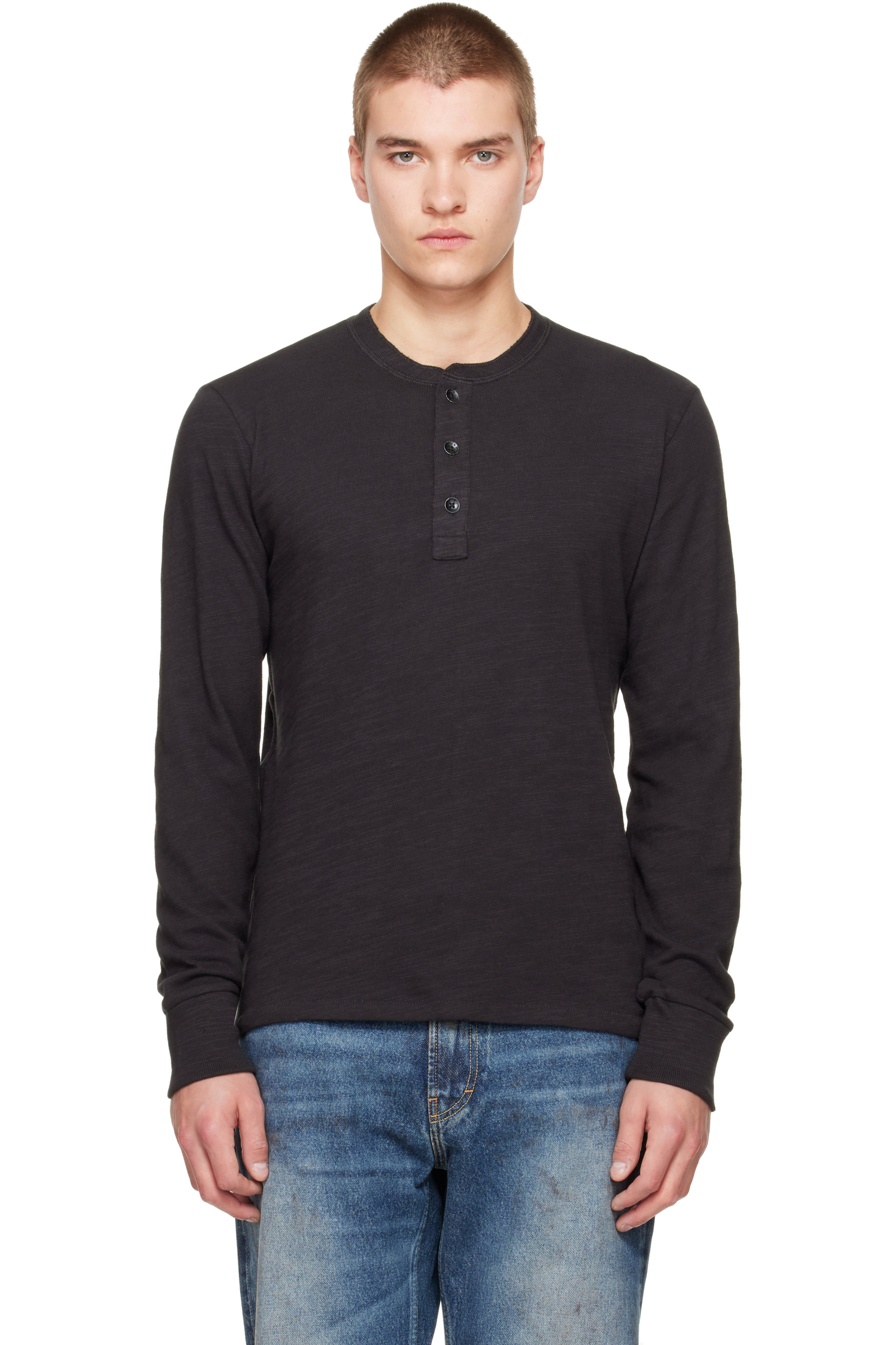 rag & bone - Black Classic Slub Henley