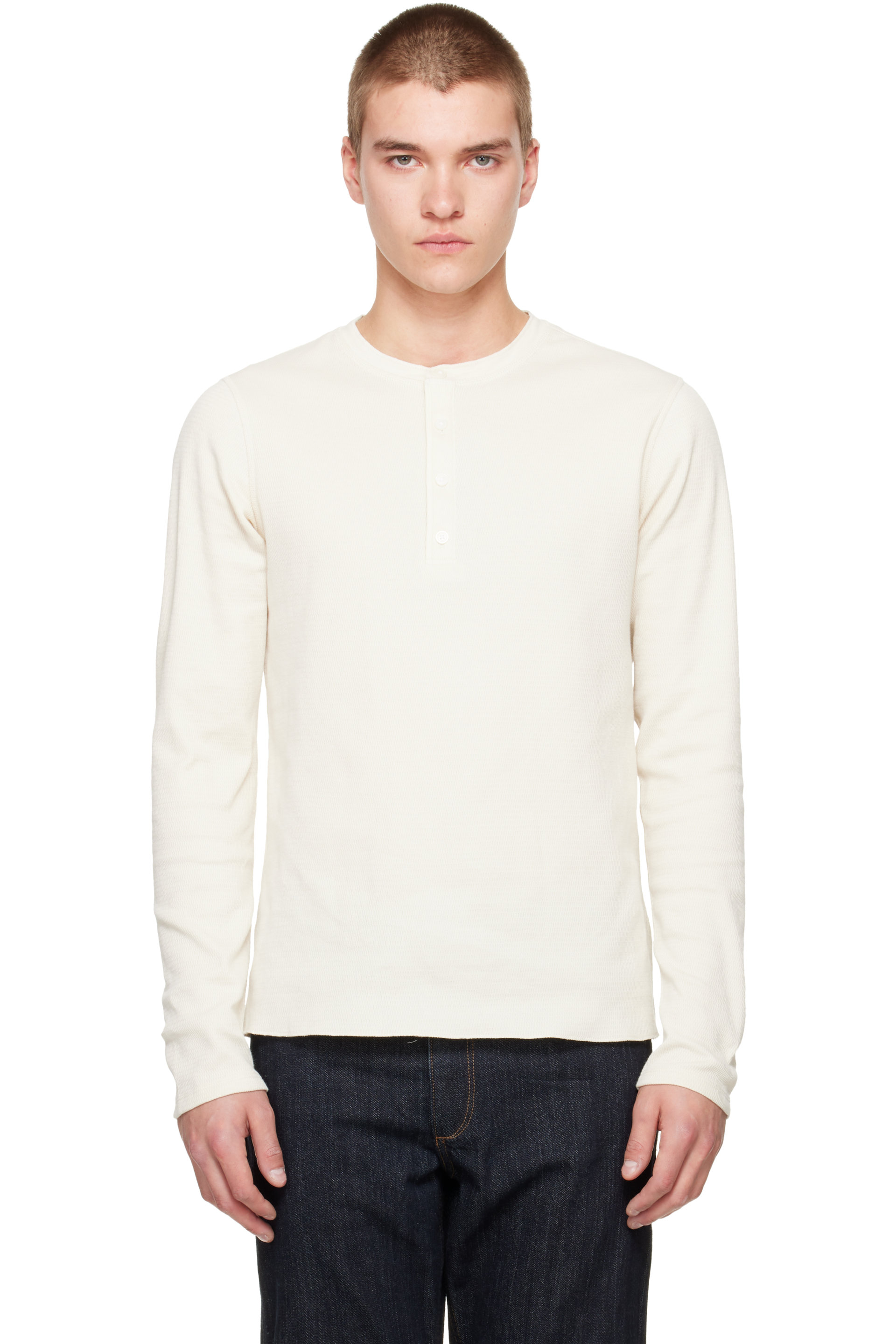 rag & bone - Off-White Classic Textured Knit Henley