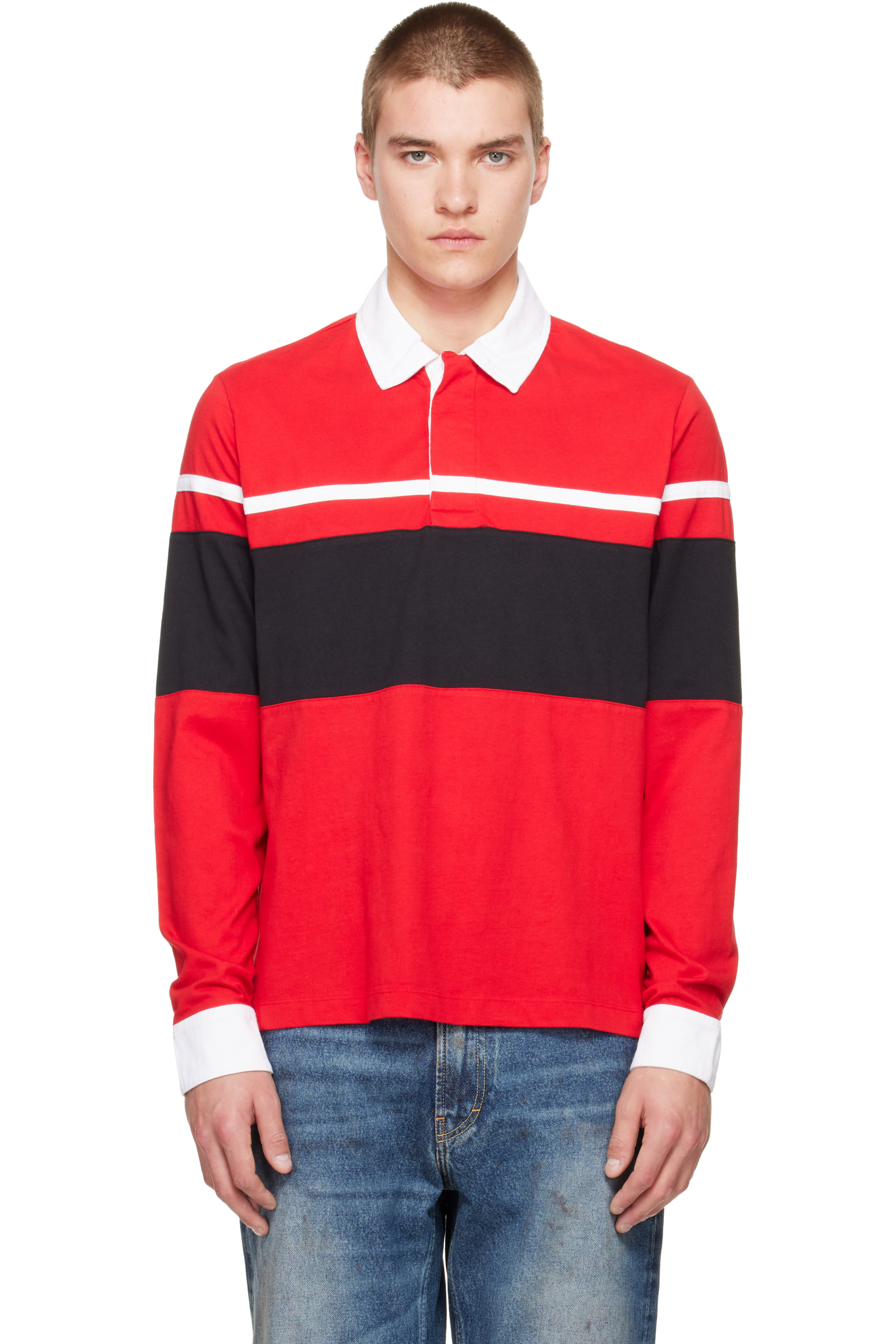rag & bone - Red Striped Rugby Polo