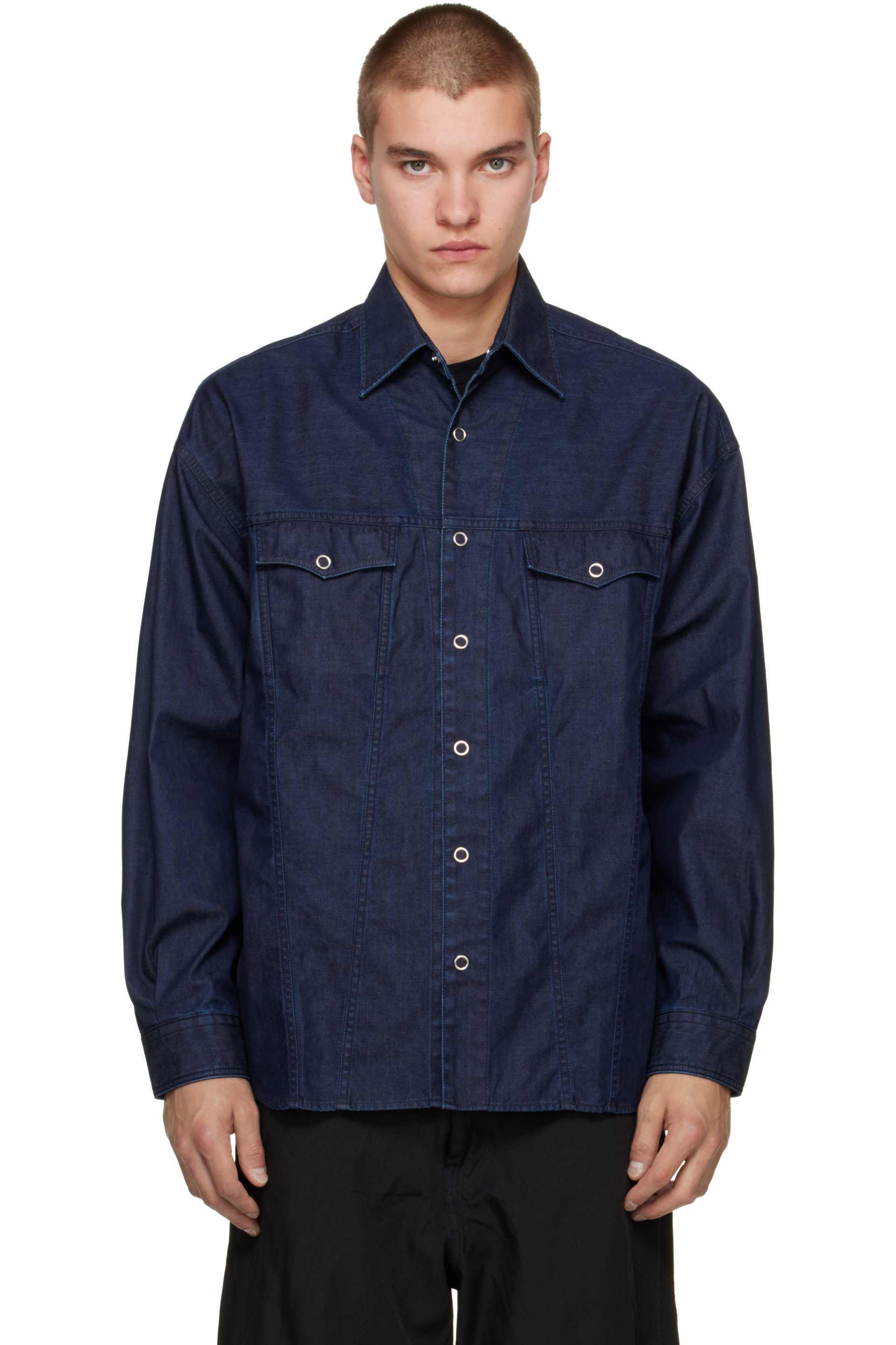 Comme des Garçons Homme - 海军蓝 Light-Oz Laminated 牛仔夹克