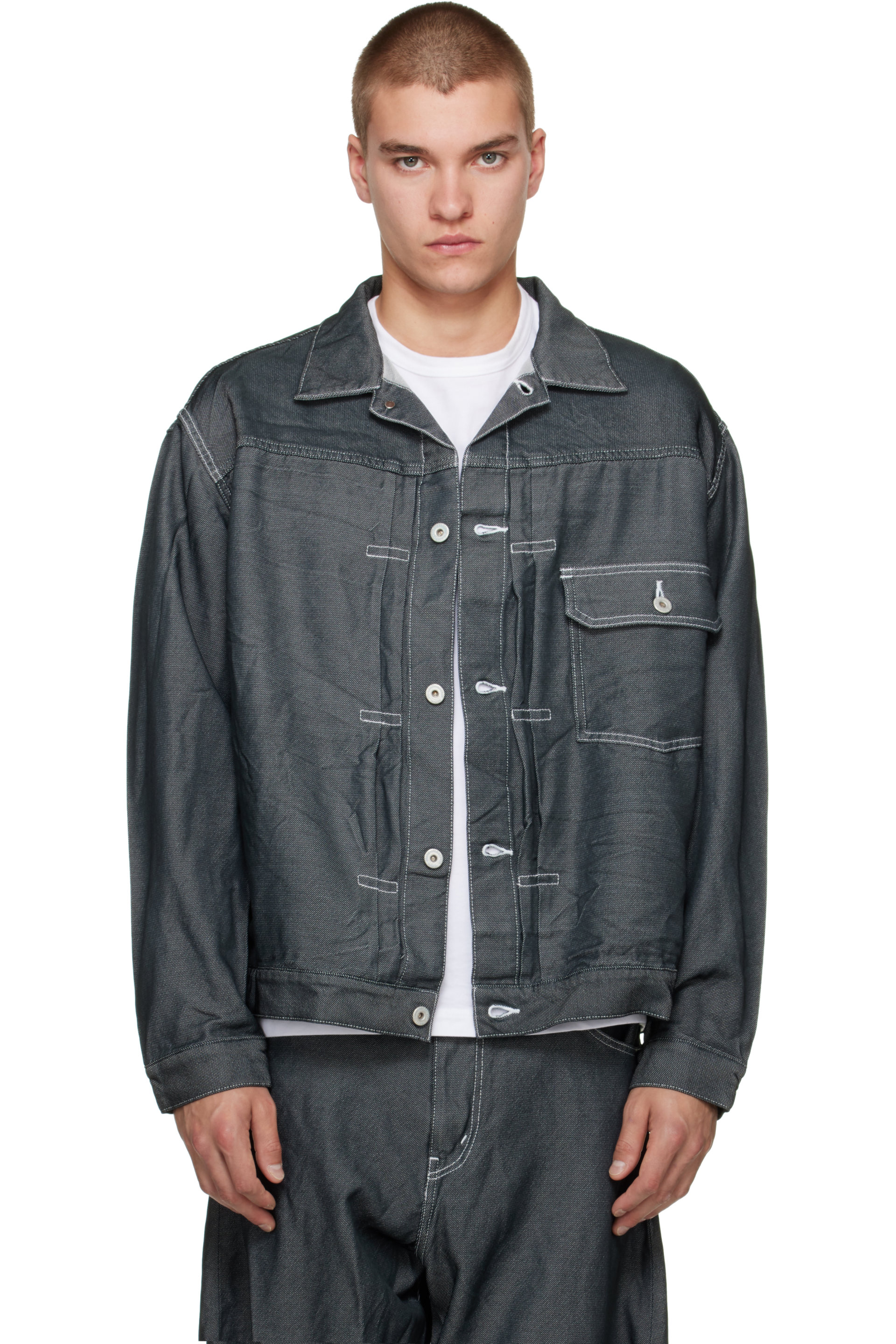 Comme des Garçons Homme - Gray Polyester Denim Jacket