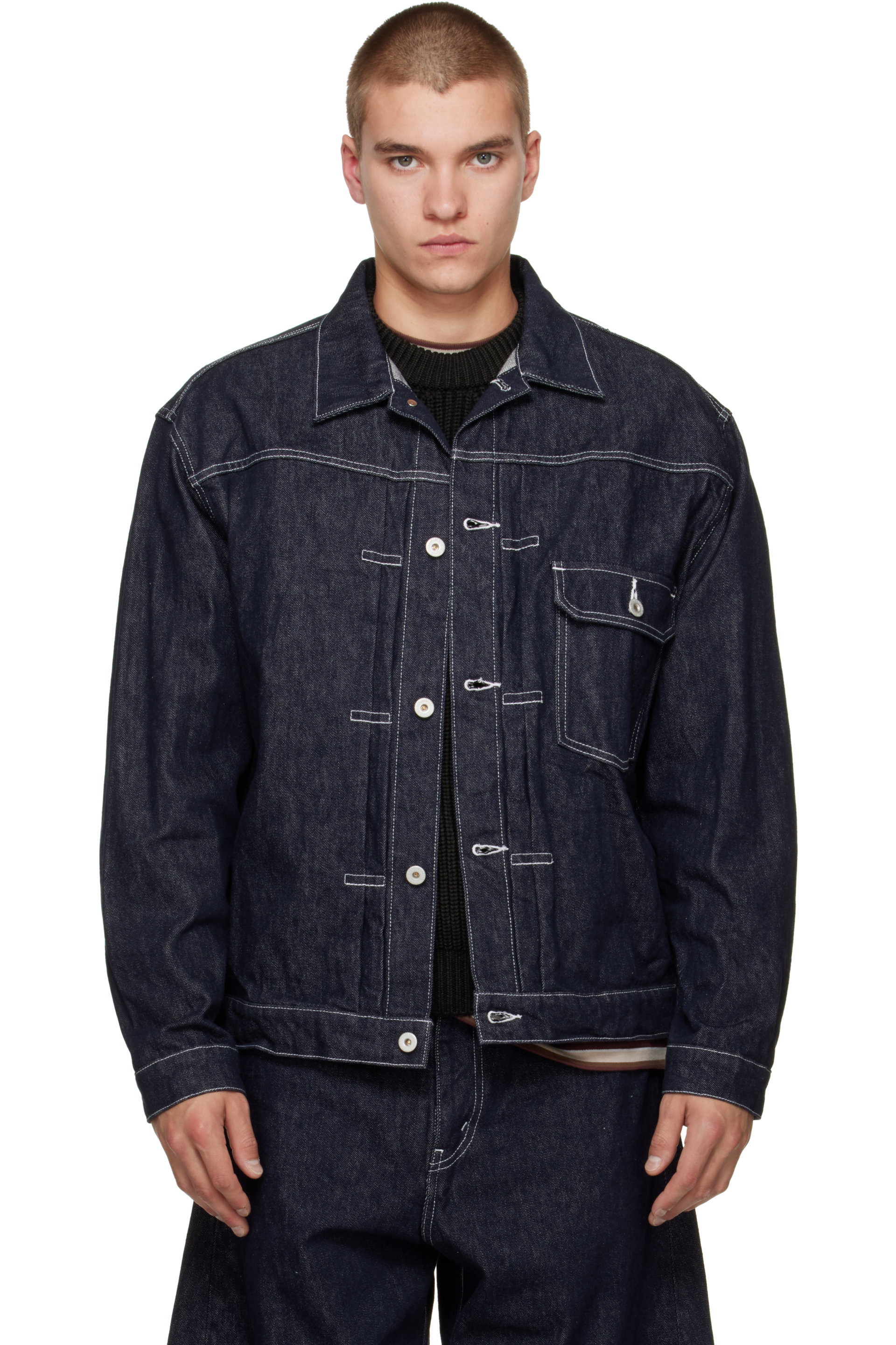 Comme des Garçons Homme - 海军蓝 Reactive 牛仔夹克