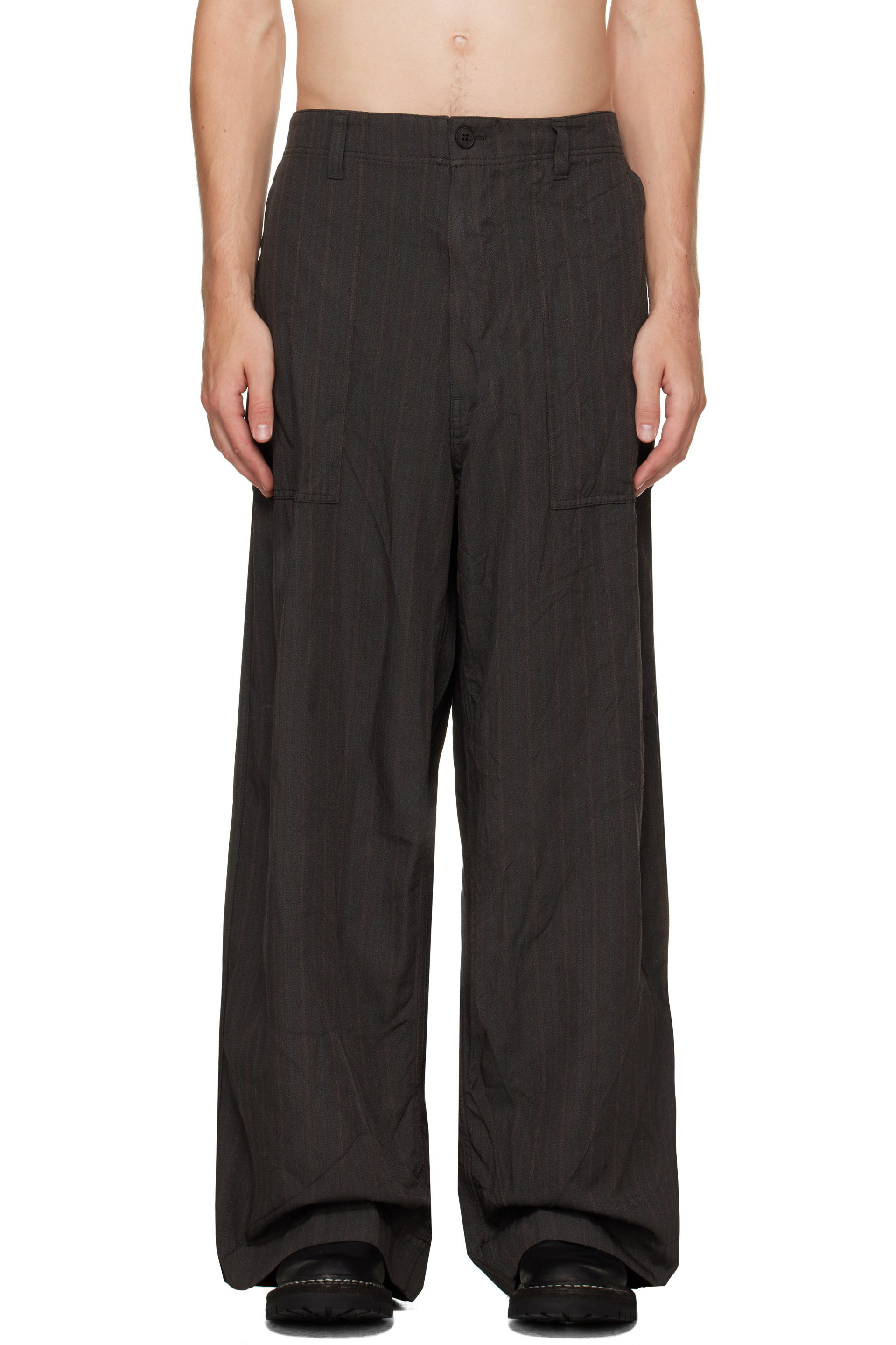 Comme des Garçons Homme - Brown Herringbone Stripe Trousers