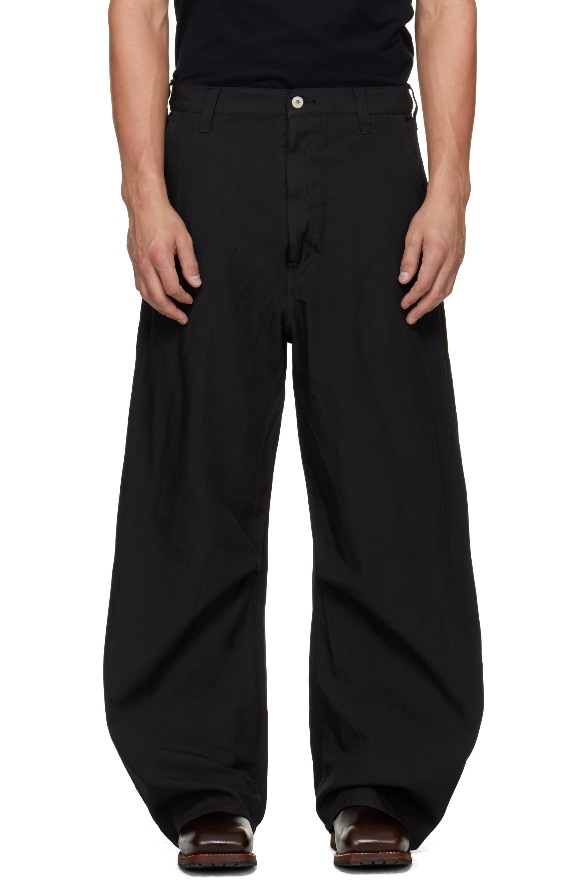 Comme des Garçons Homme - Black Garment Treated Polyester Trousers