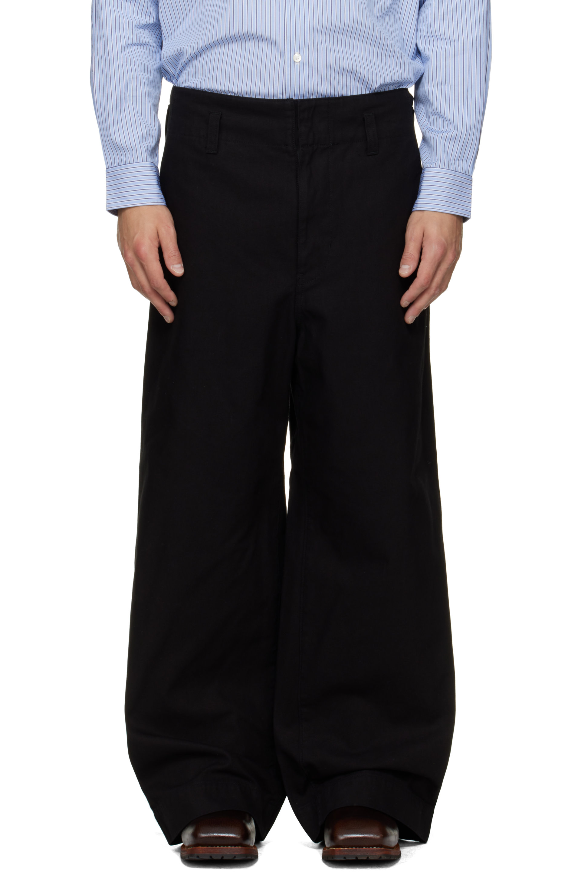Comme des Garçons Homme - Black Cotton Garment Washed Trousers