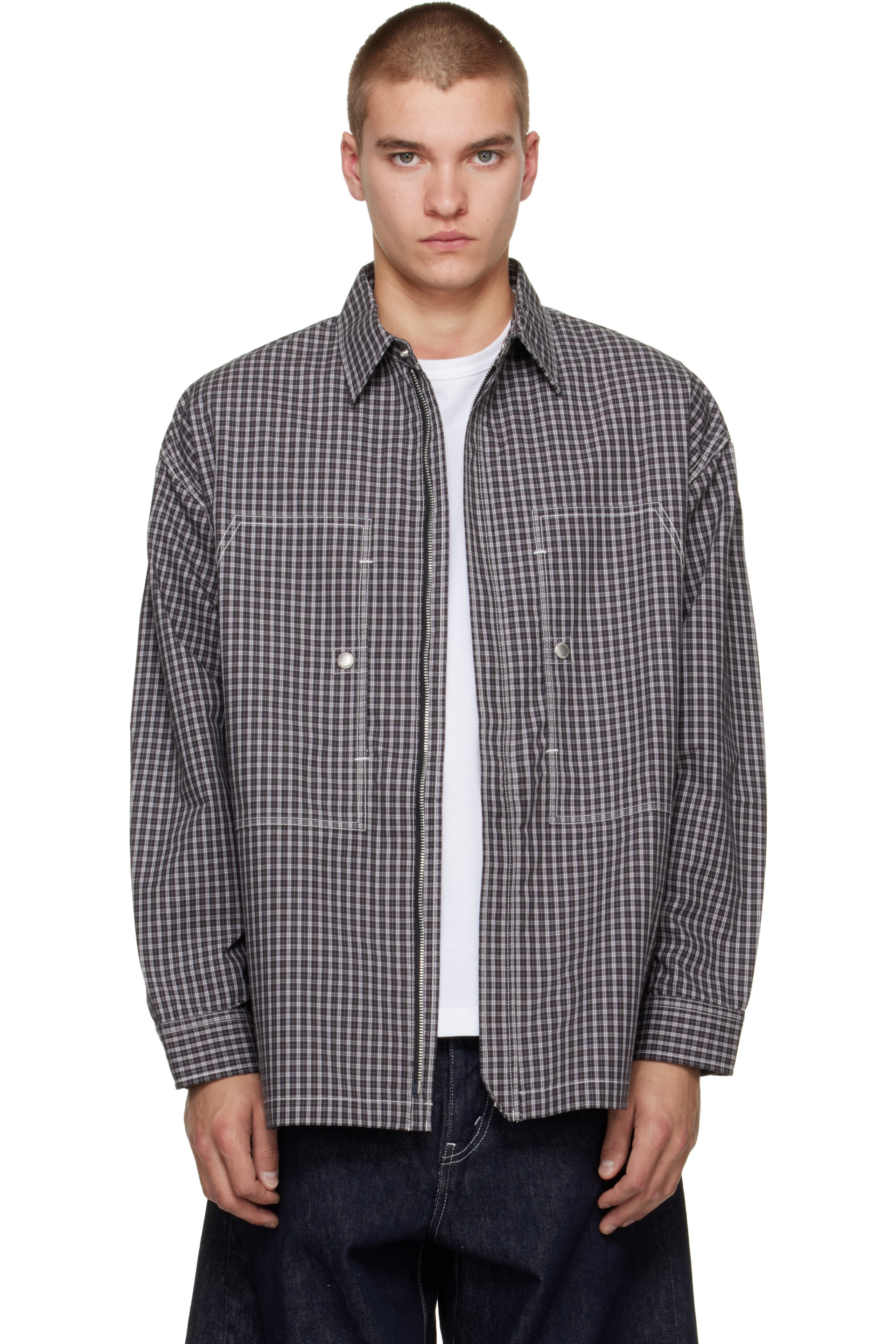 Comme des Garçons Homme - Gray Check Triple Layers Laminated Shirt