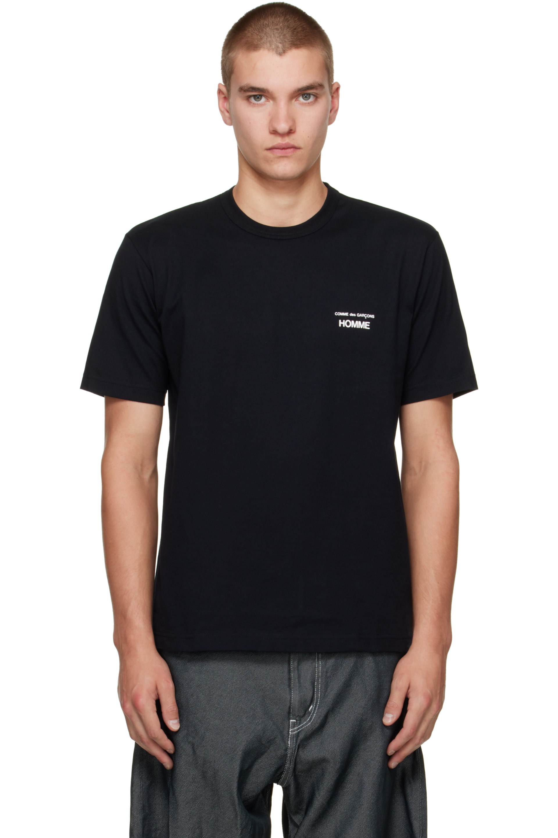 Comme des Garçons Homme - Black 'Homme' Chest Logo Cotton T-shirt
