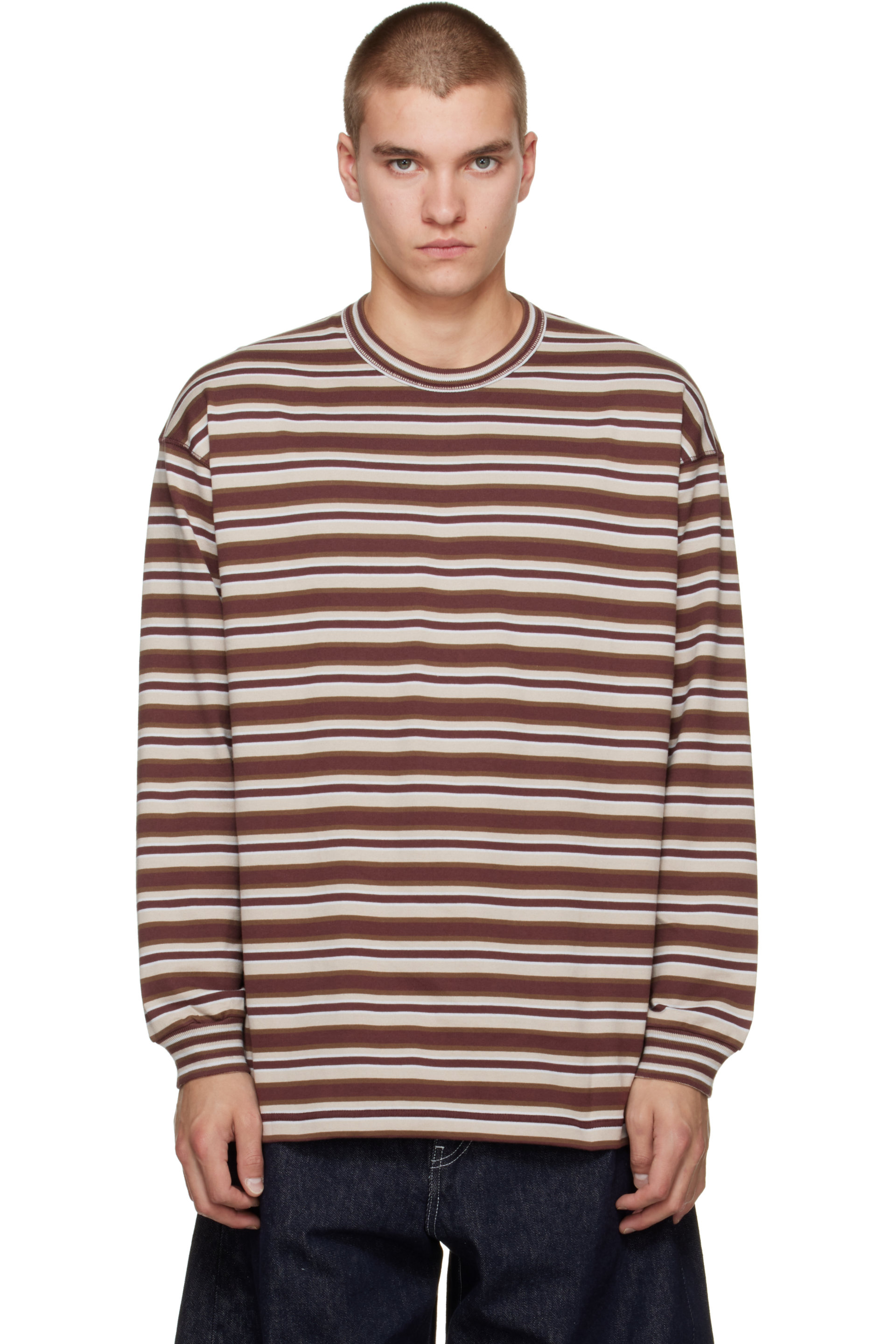 Comme des Garçons Homme - Brown Cotton Jersey Stripe T-shirt