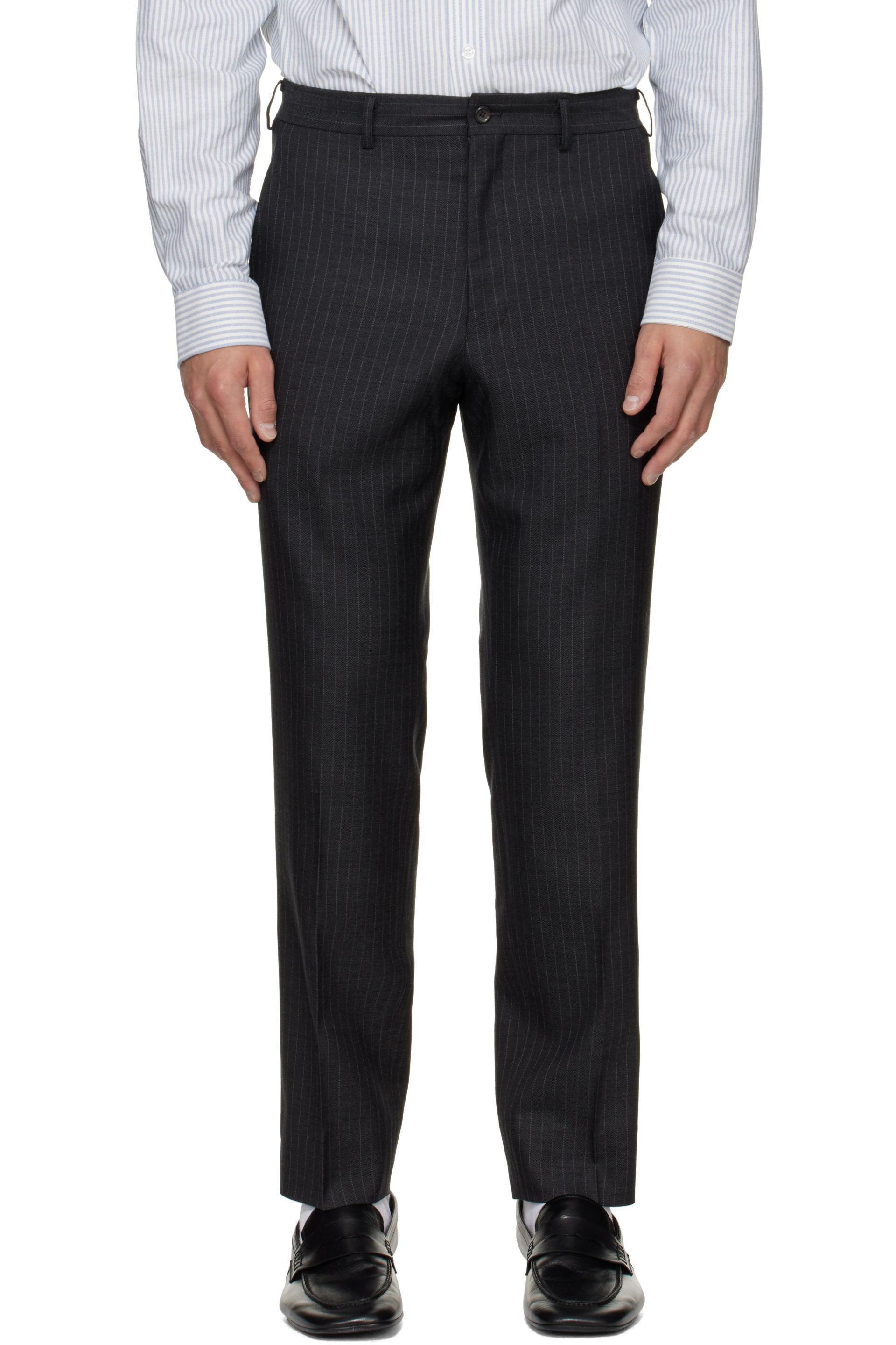 Comme des Garçons Homme Deux - Gray Wool Cashmere Pinstripe Trousers