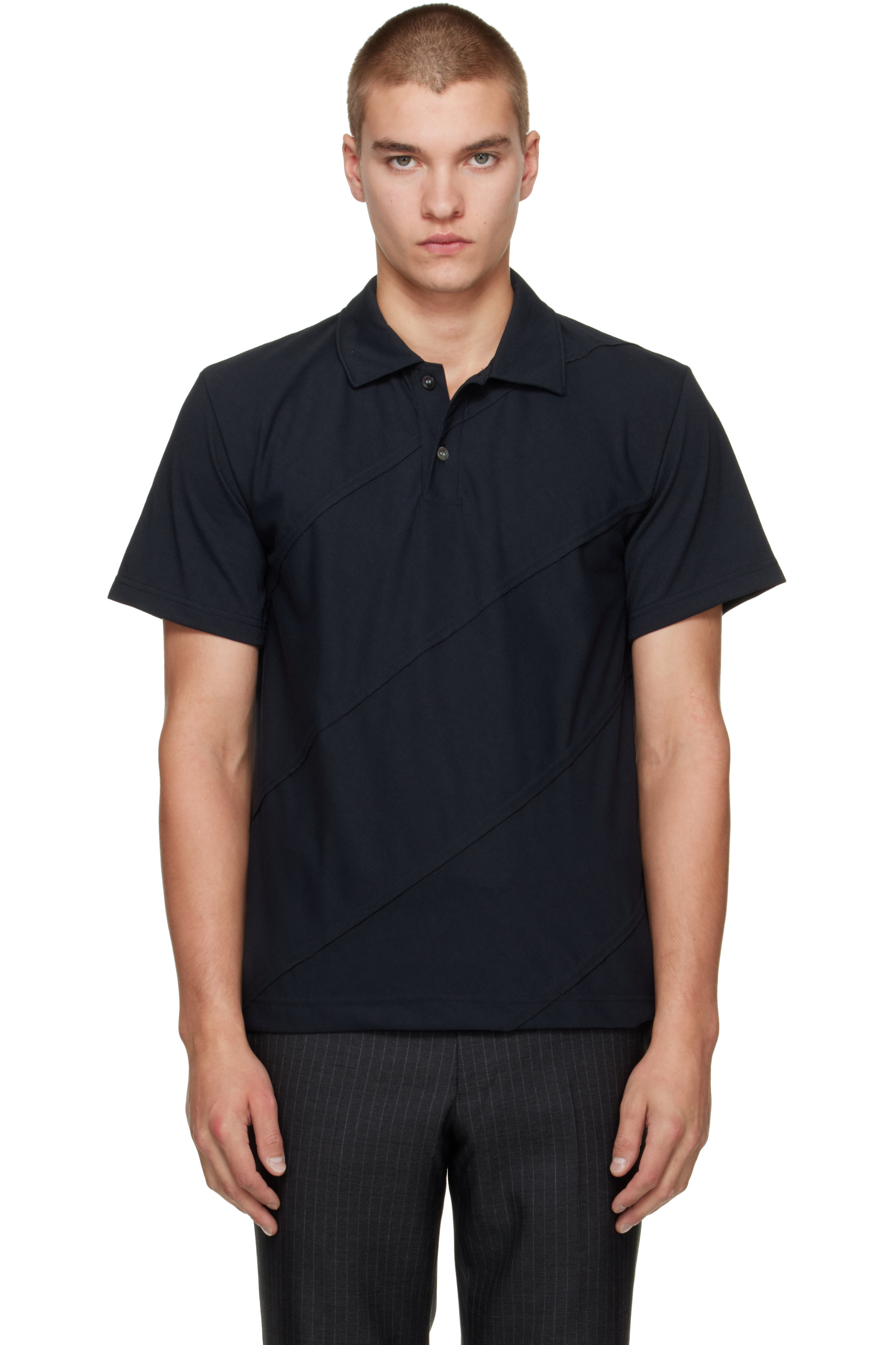 Comme des Garçons Homme Deux - Black Diagonal Seam Polo