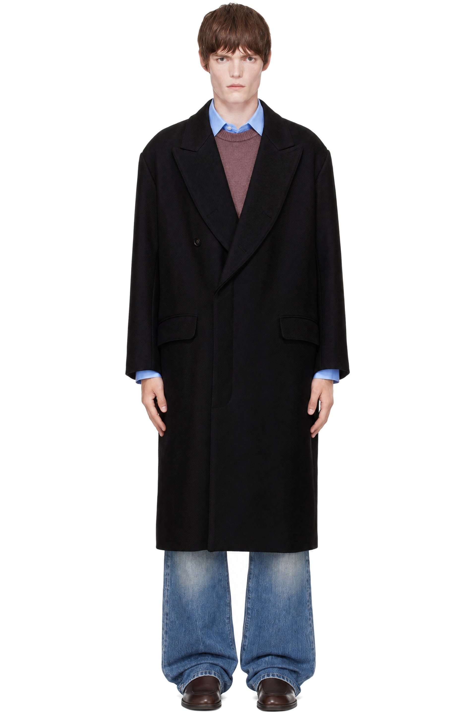 SOSHIOTSUKI - Manteau noir en drill à patte fendue
