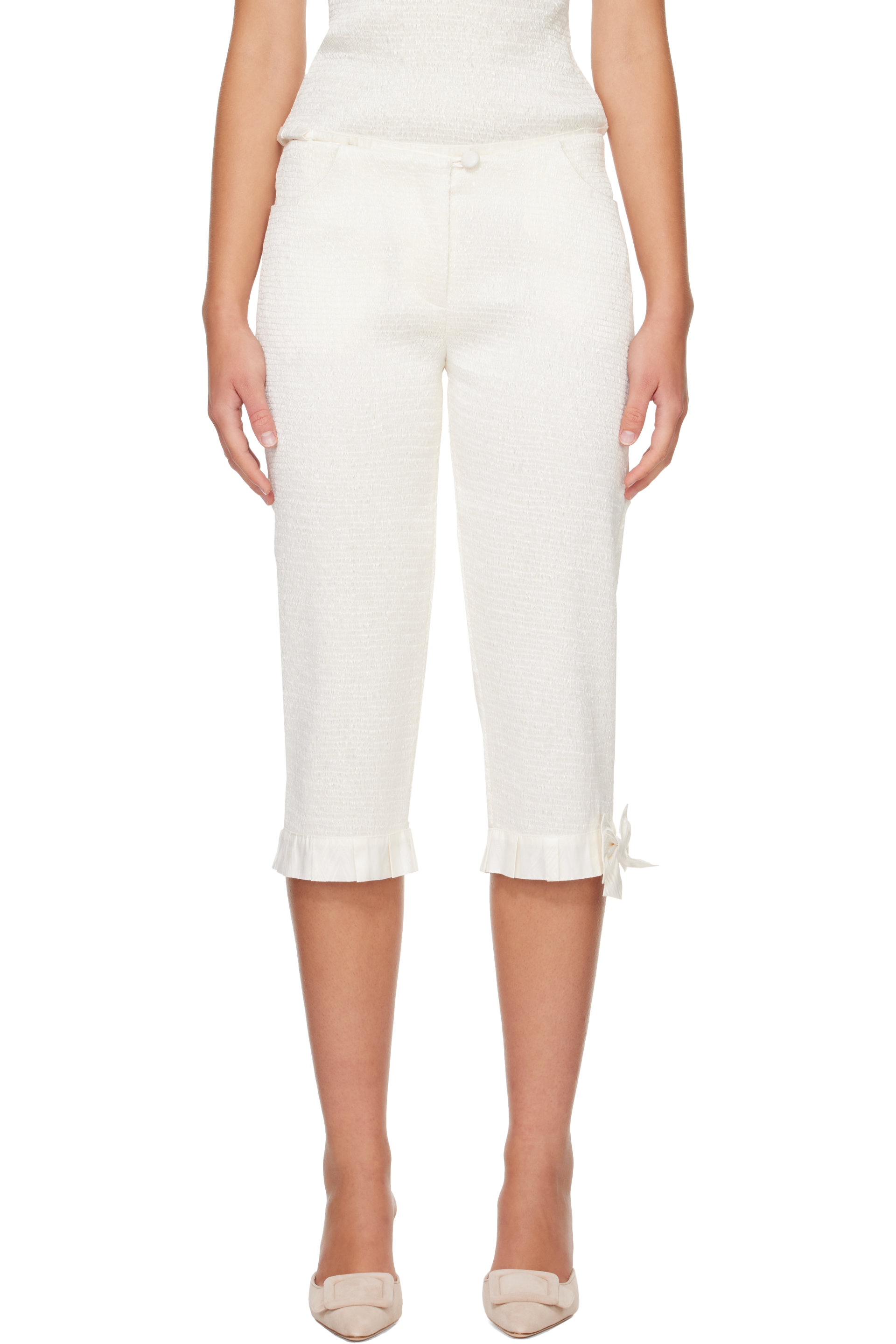 SUPER YAYA - Off-White Pantacourt Audrey Trousers