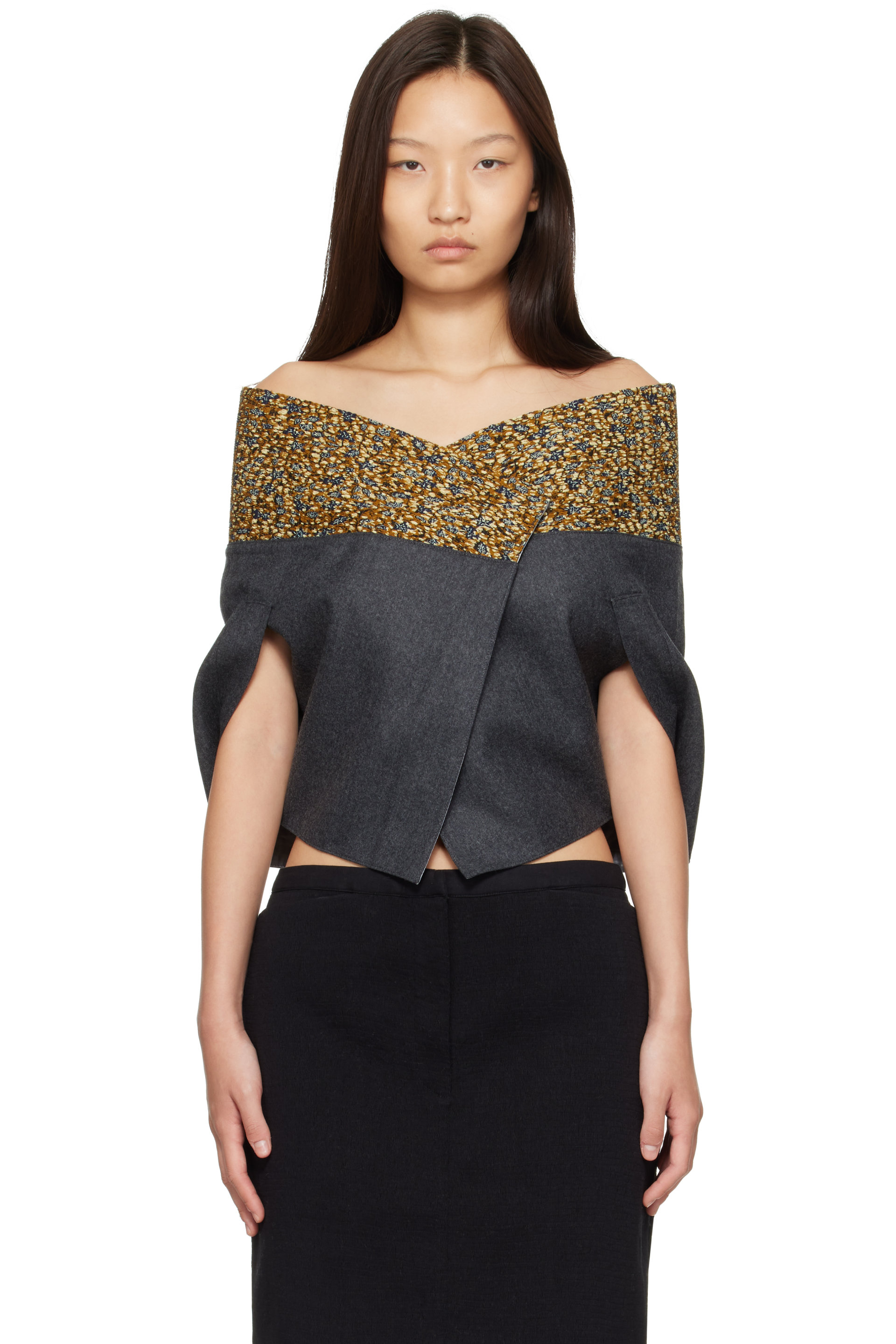 SUPER YAYA - Gray Thalia Wrap Jacket