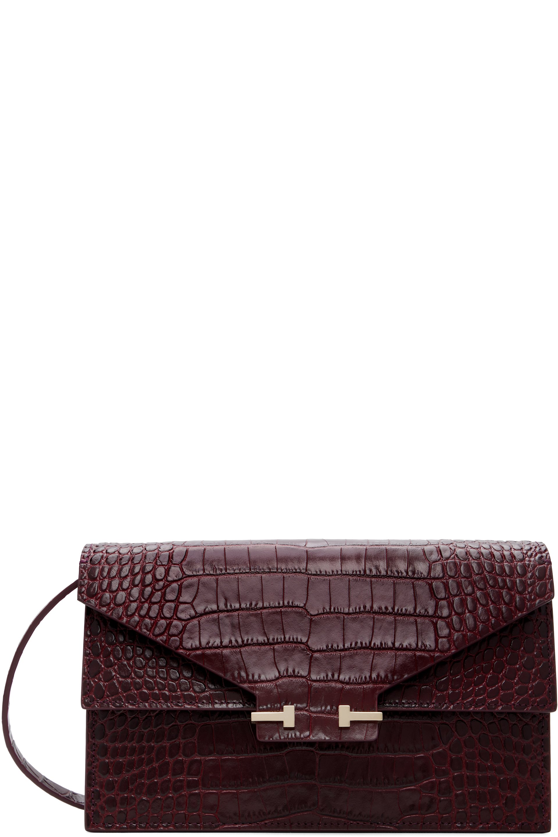 TOM FORD - Burgundy Soft Printed Croc Mini Bag