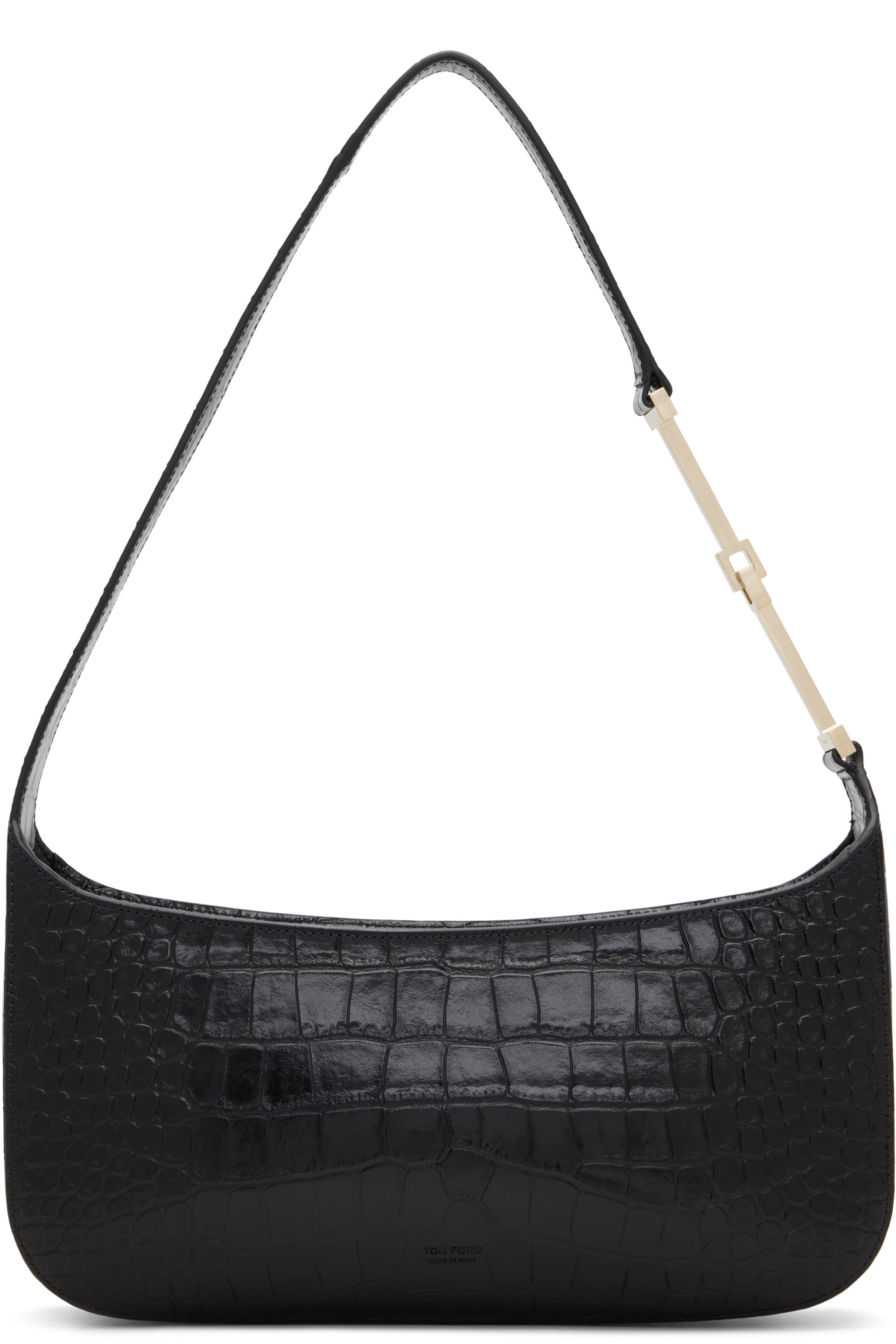 TOM FORD - Black Print Crocodile Leather Arc Small Shoulder Bag