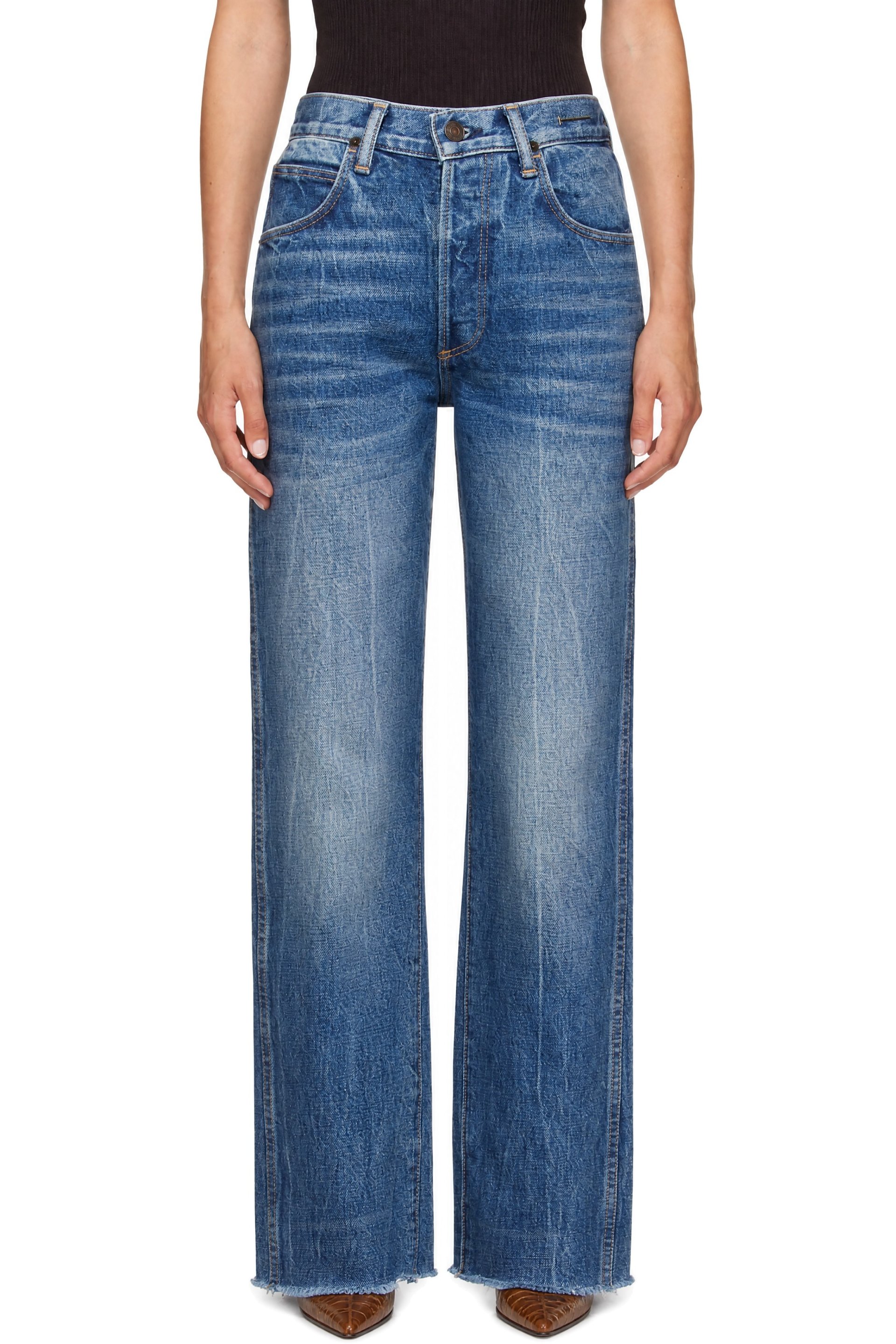 TOM FORD - Blue Stonewashed Denim Melanie Straight Jeans