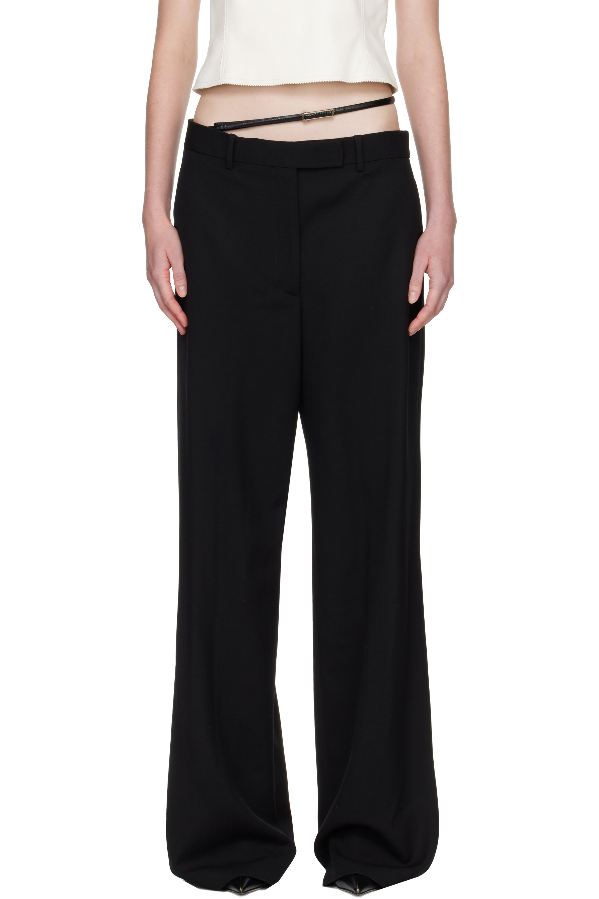 TOM FORD - Black Sharp Grain De Poudre Slanted Trousers