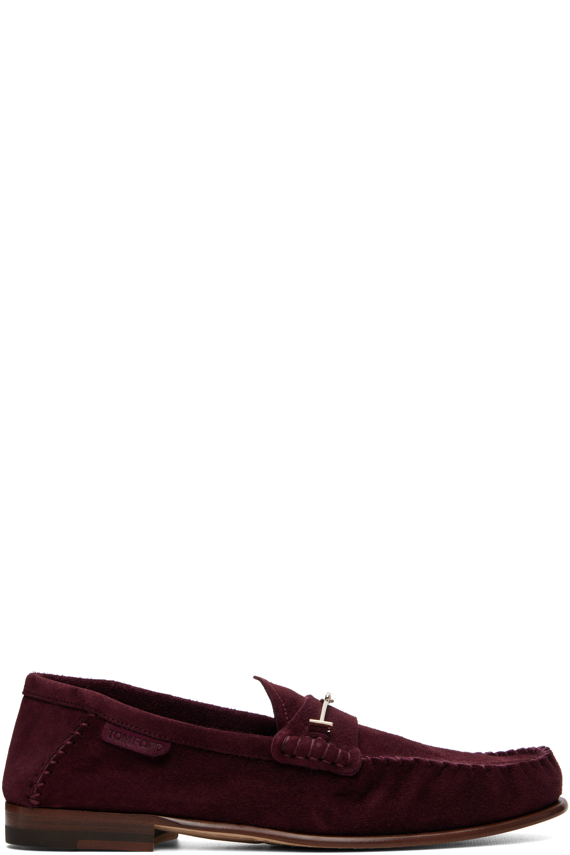 TOM FORD - Burgundy Soft Suede Ripley Loafers