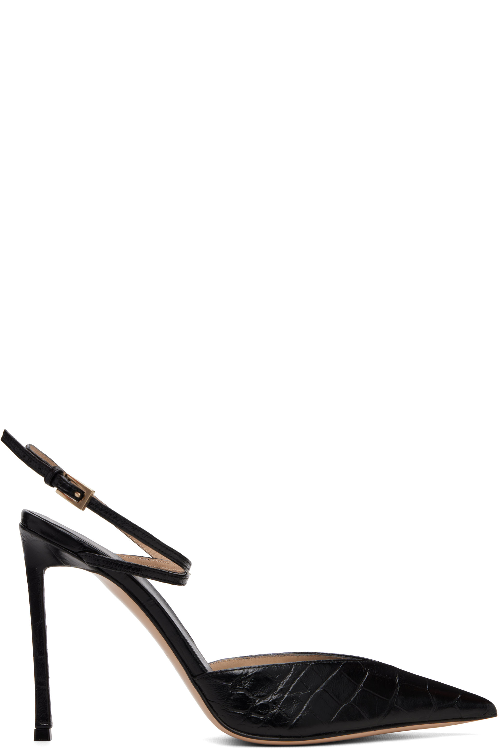 TOM FORD - Chaussures à talon Selen noires en cuir gaufré façon croco
