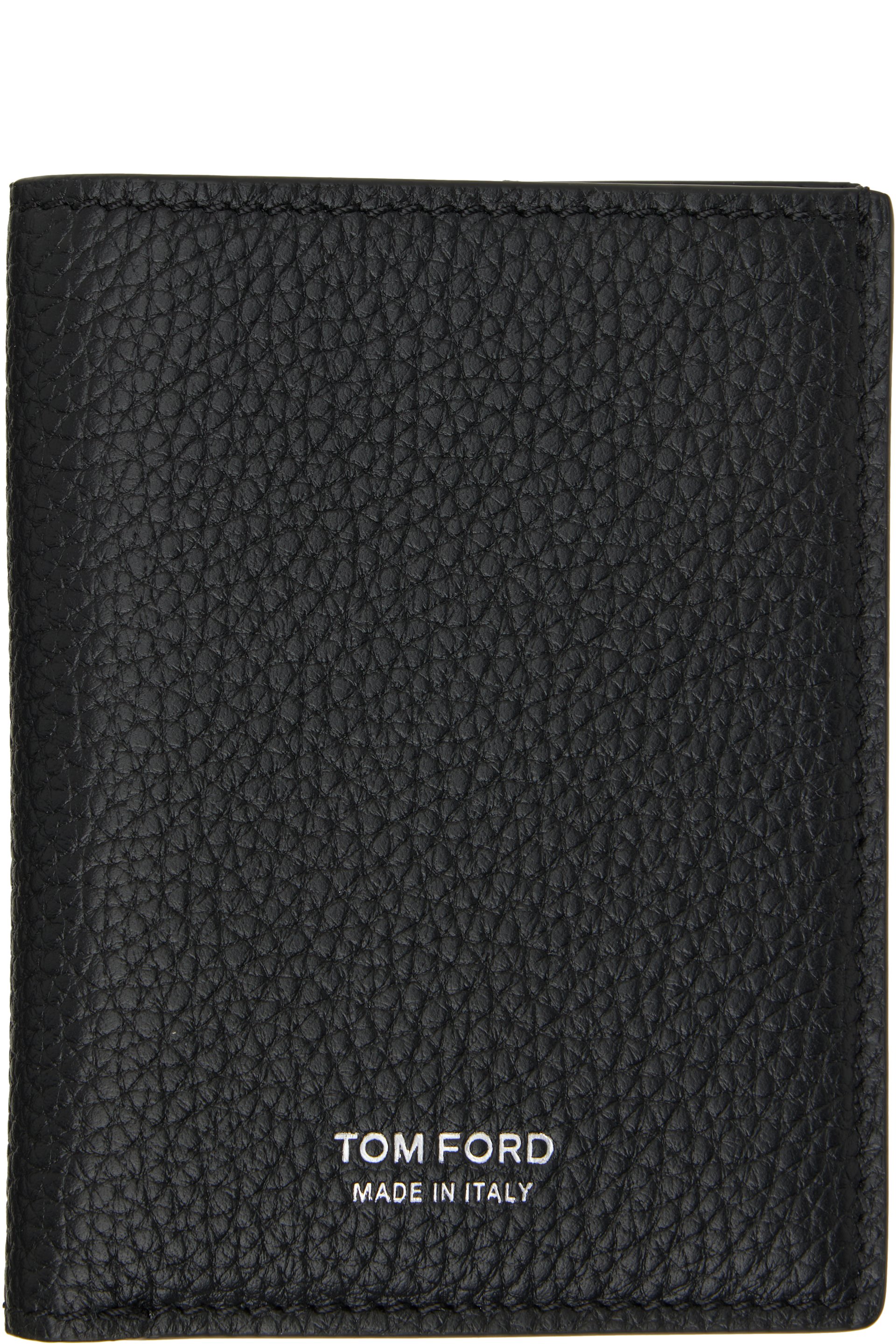 TOM FORD - Black Grain Leather Folding Card Holder