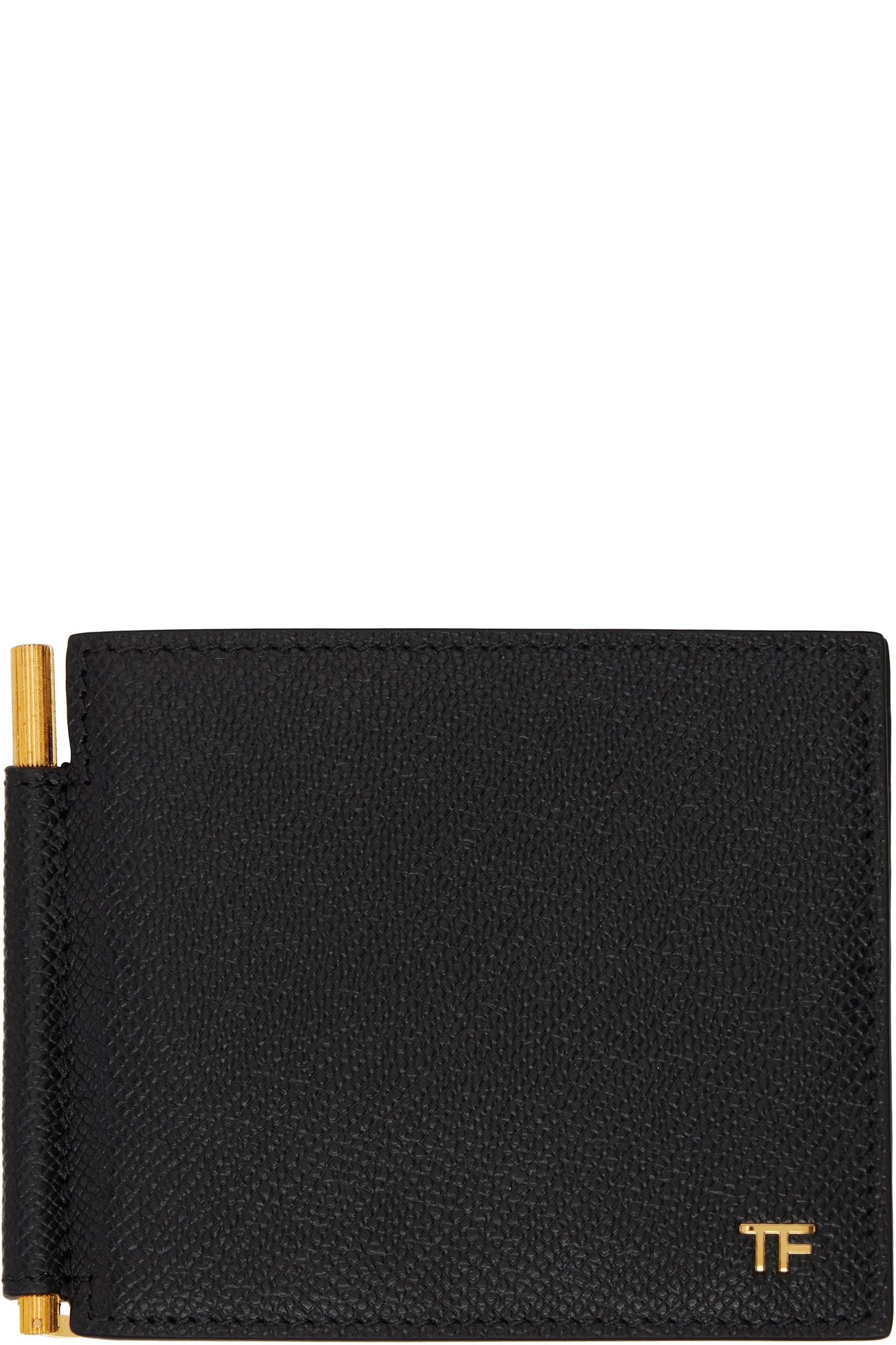 TOM FORD - ブラック スモール グレインレザー マネークリップ ウォレット