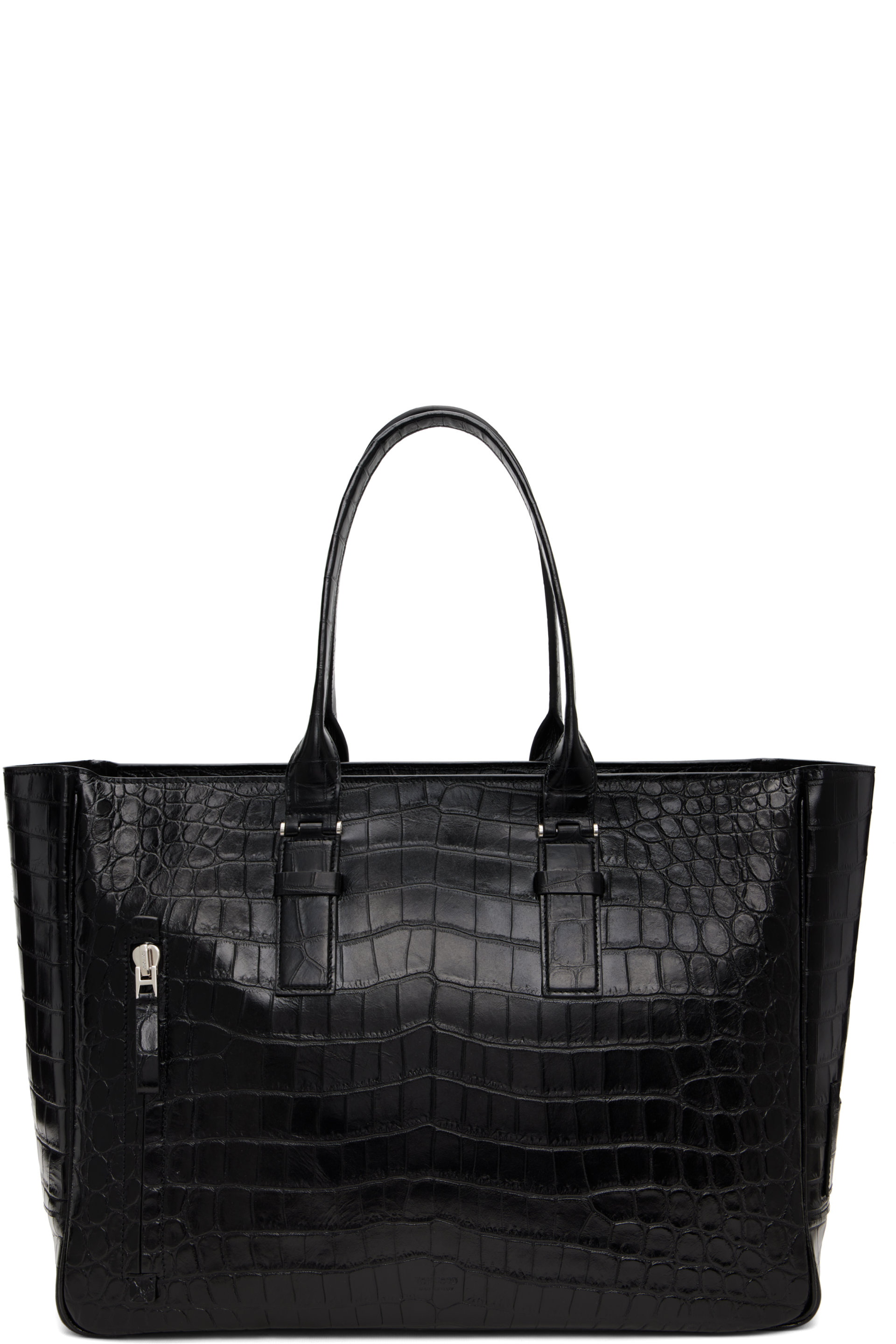 TOM FORD - Black Soft Printed Croc Victor Tote