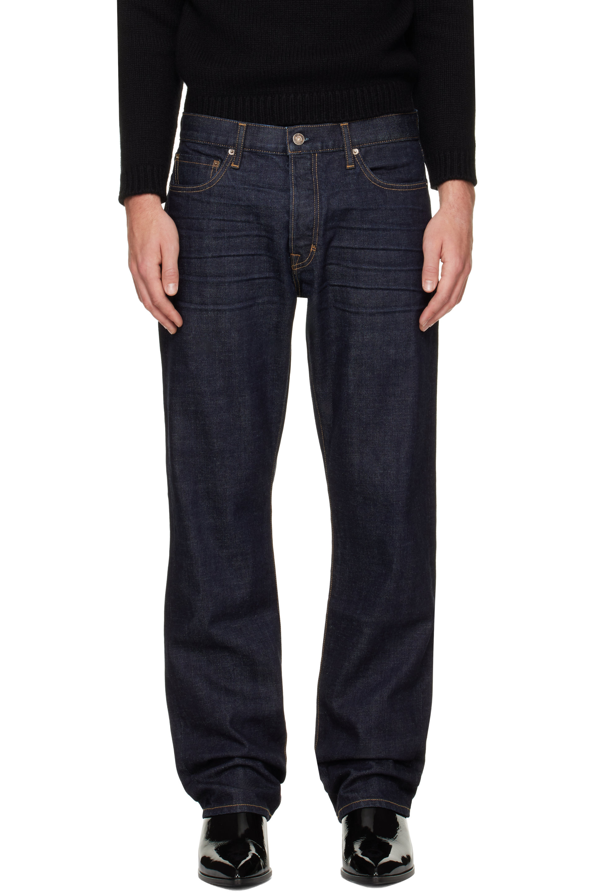 TOM FORD - Jean 50's bleu marine à lisière