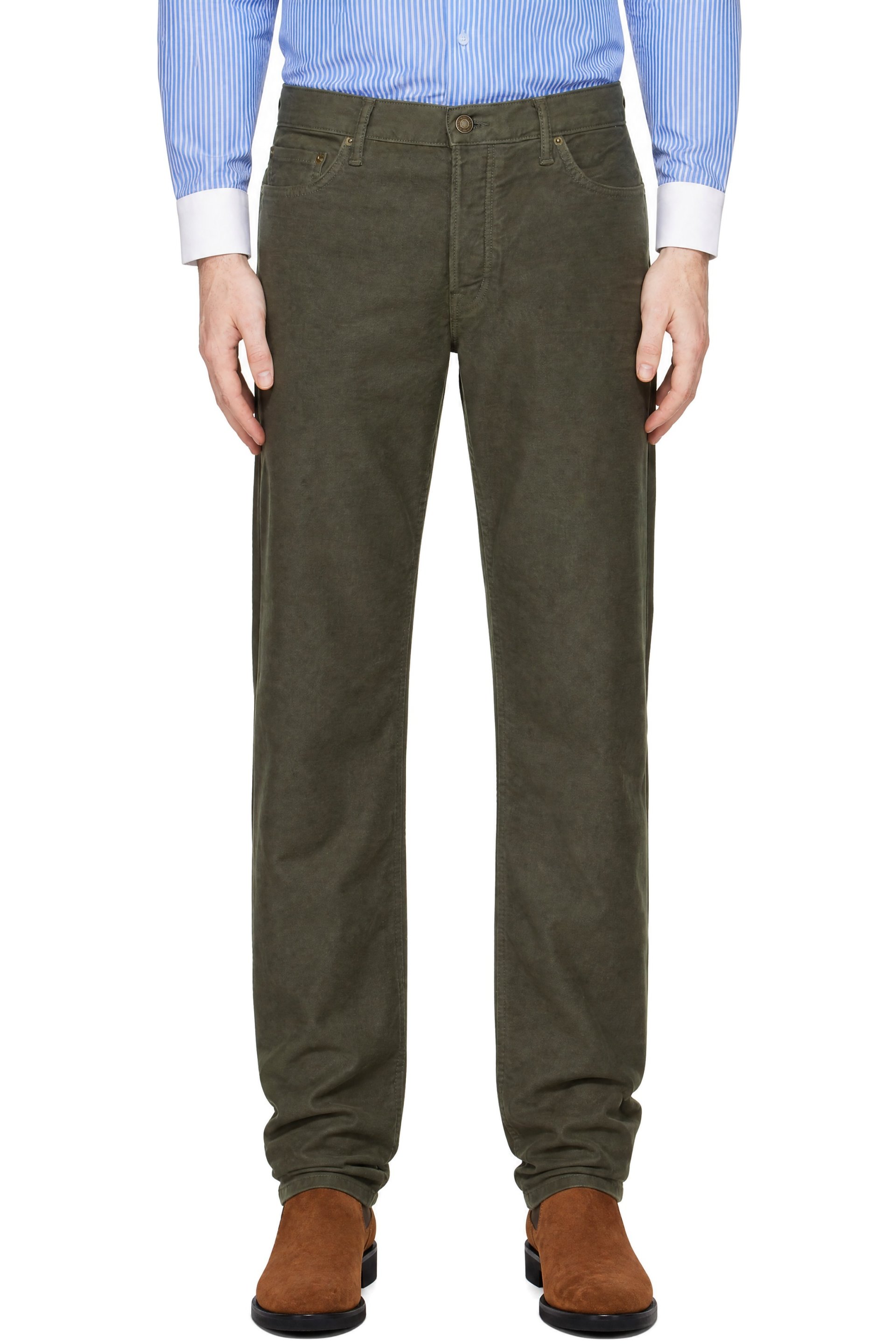 TOM FORD - Green Moleskin 50's Straight Fit Trousers