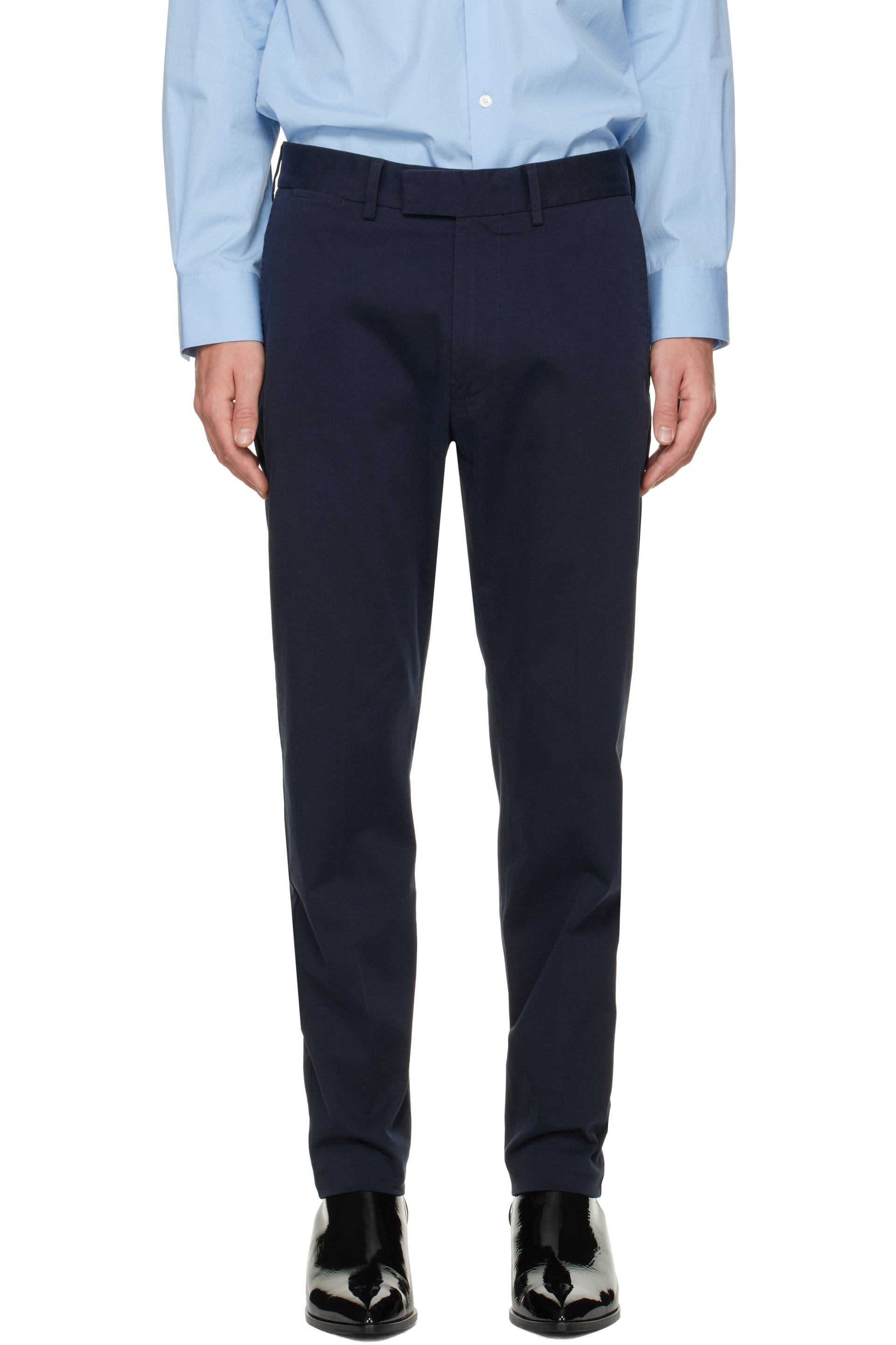TOM FORD - Pantalon bleu marine en sergé extensible de coton