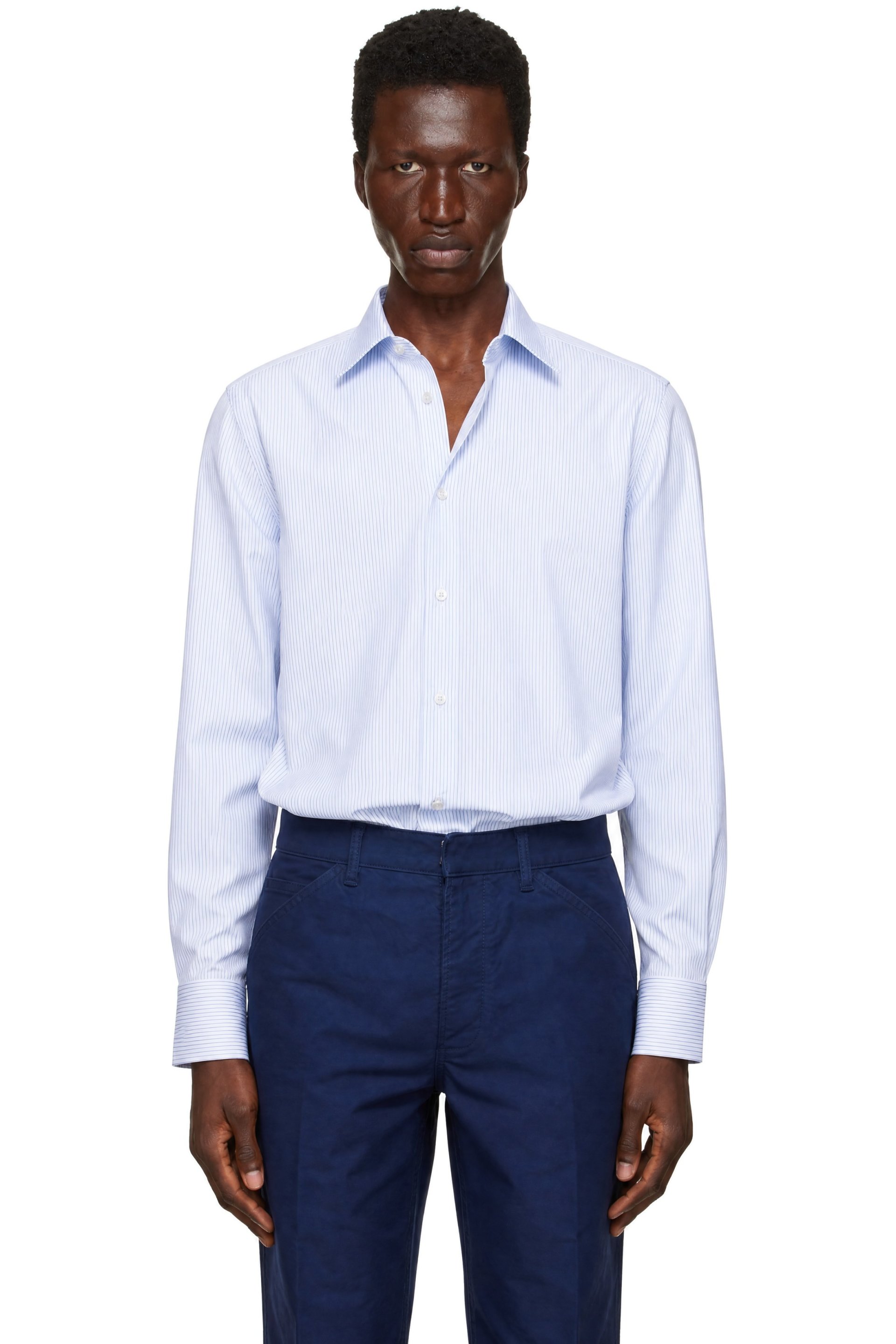 TOM FORD - Blue Striped Classic Fit Shirt