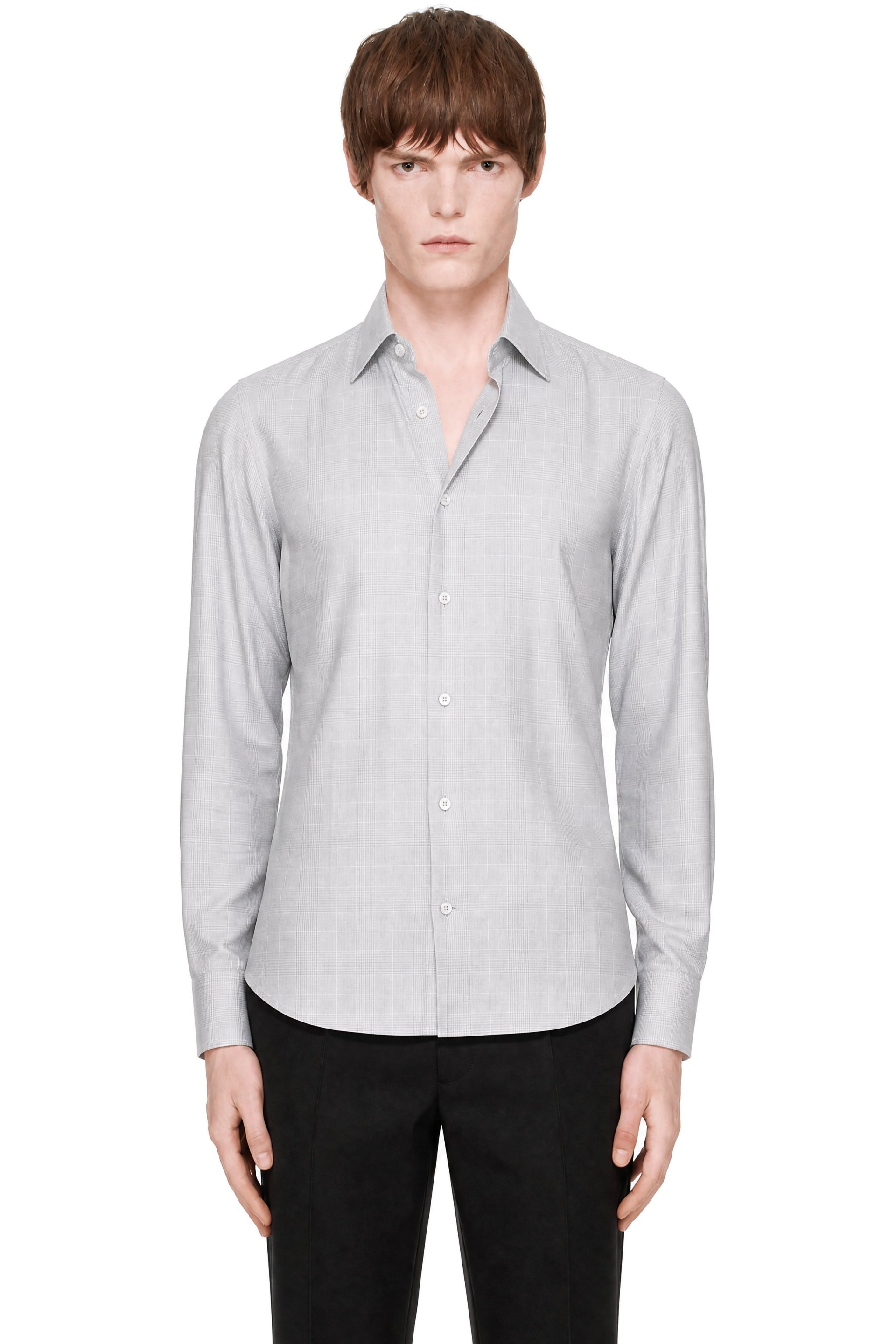 TOM FORD - Chemise grise en viscose à motif Prince-de-Galles