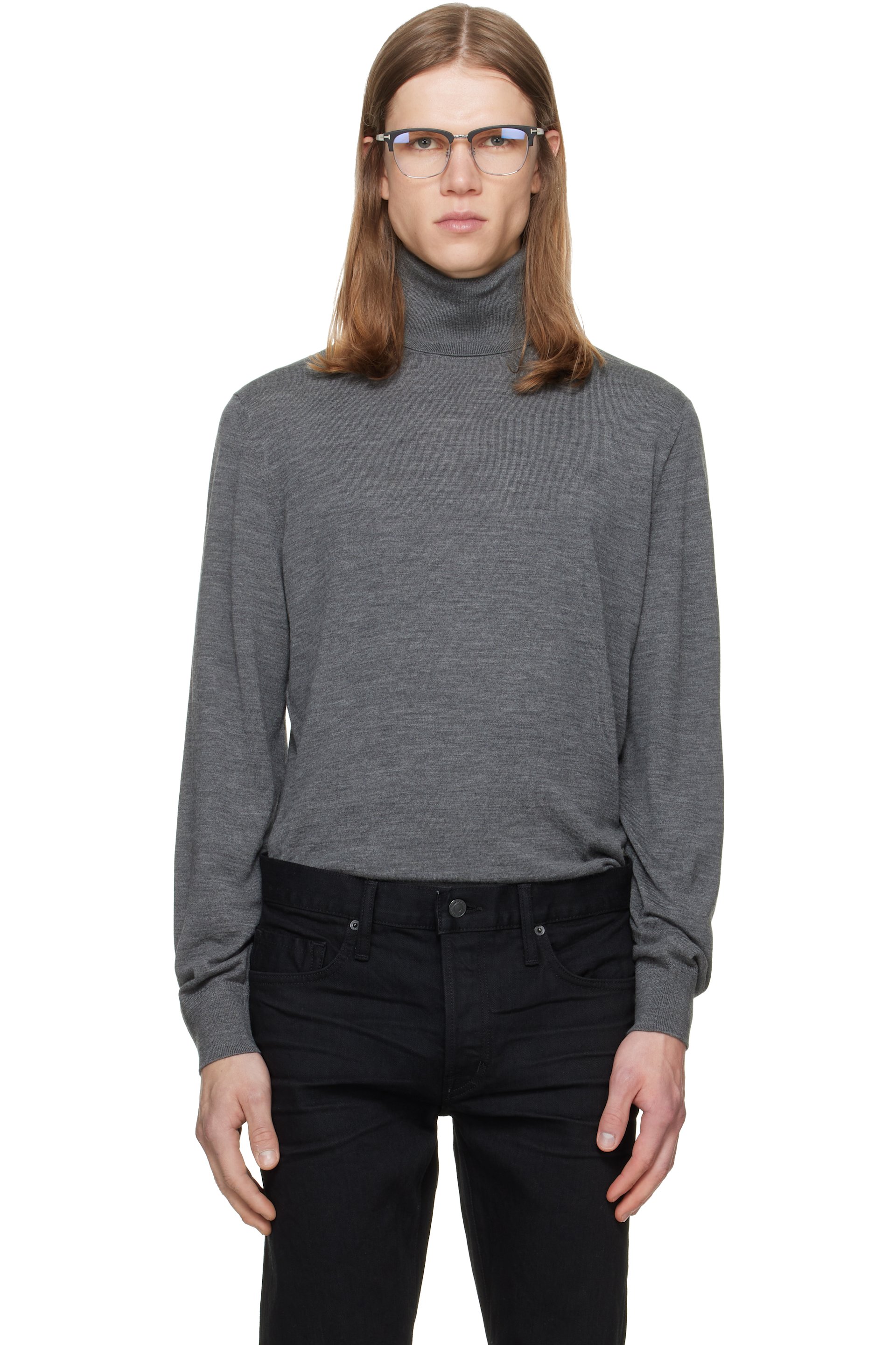 TOM FORD - Gray Fine Gauge Pure Wool Turtleneck