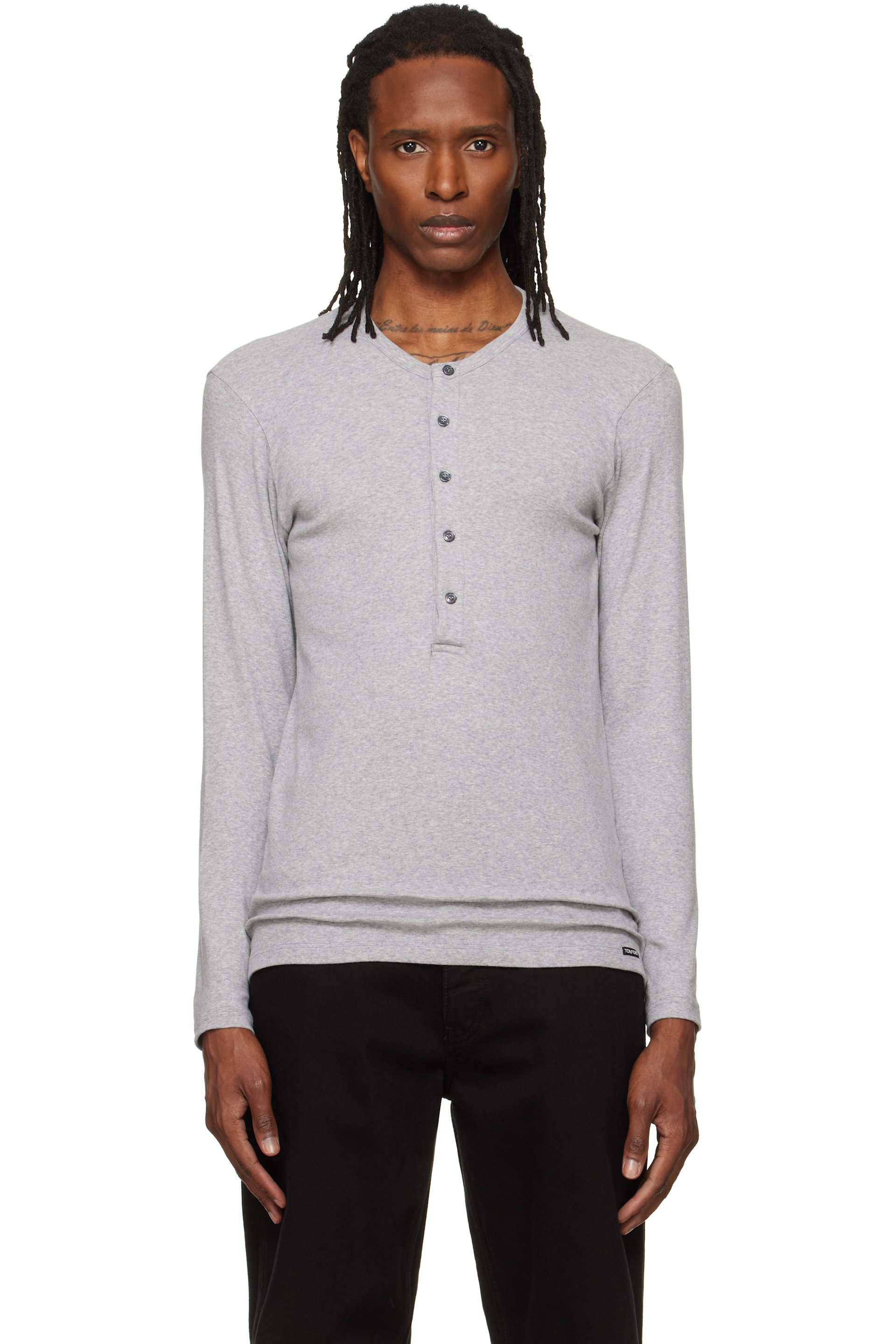 TOM FORD - Henley gris en coton