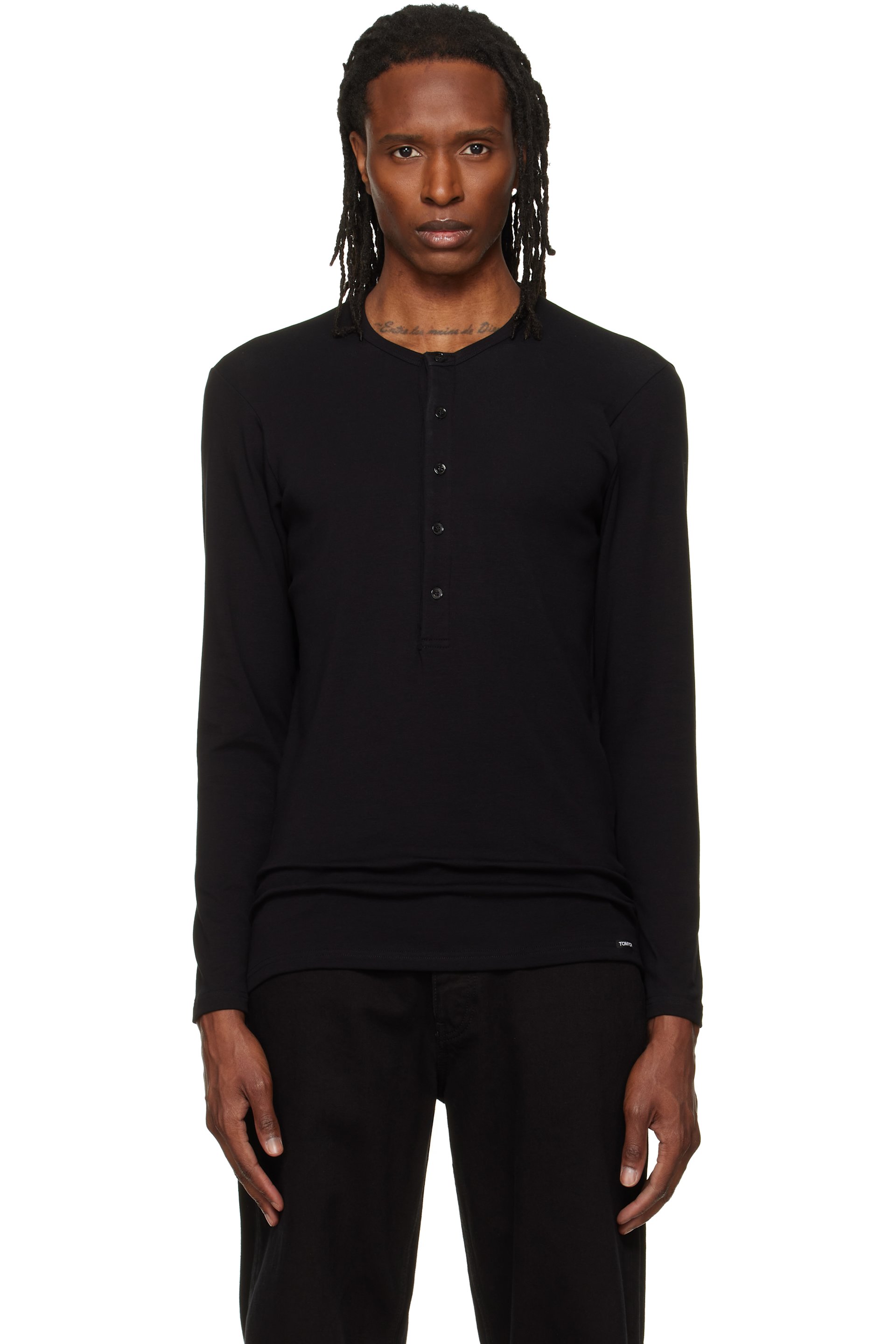TOM FORD - Henley noir en coton