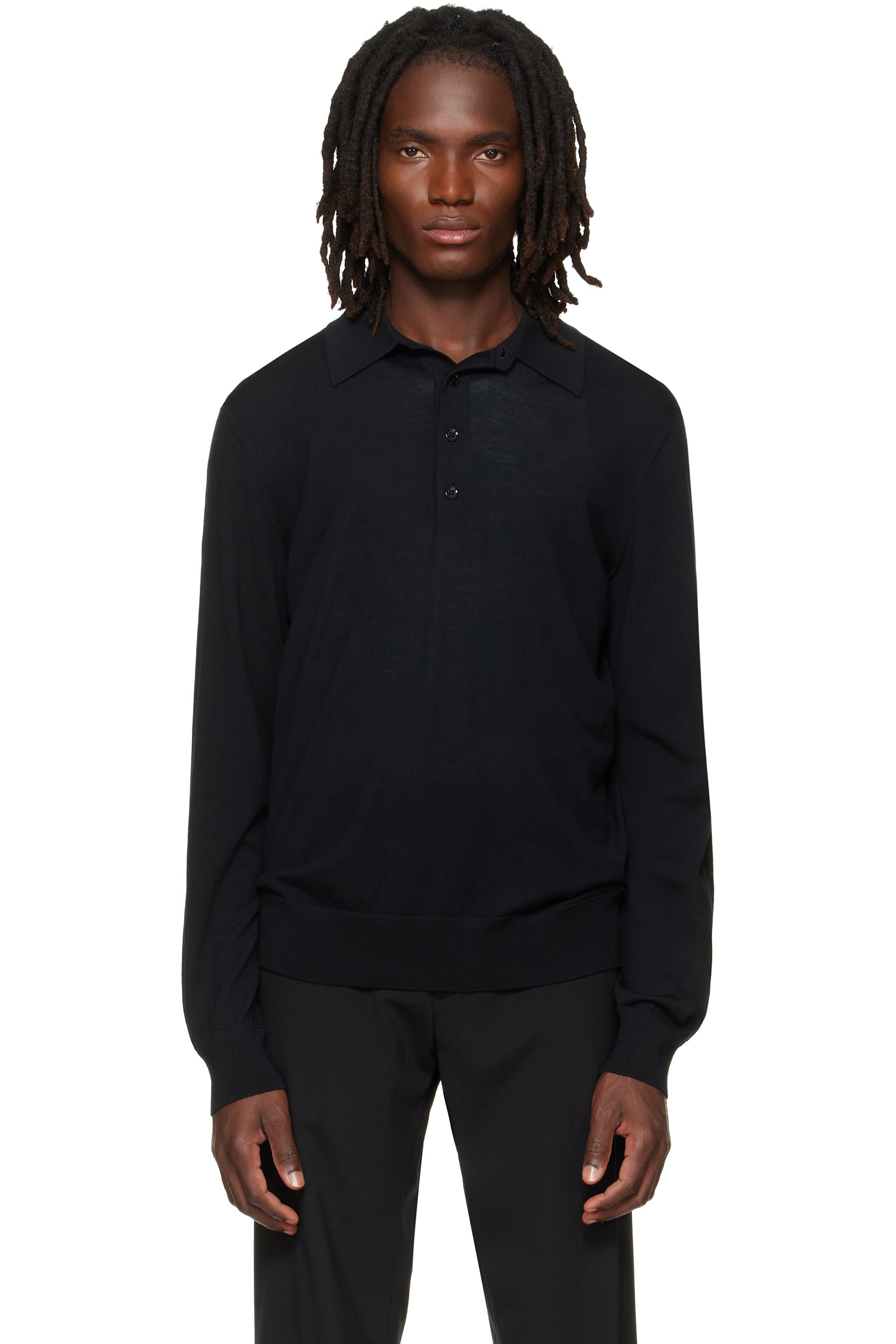 TOM FORD - Black Fine Gauge Pure Wool Polo
