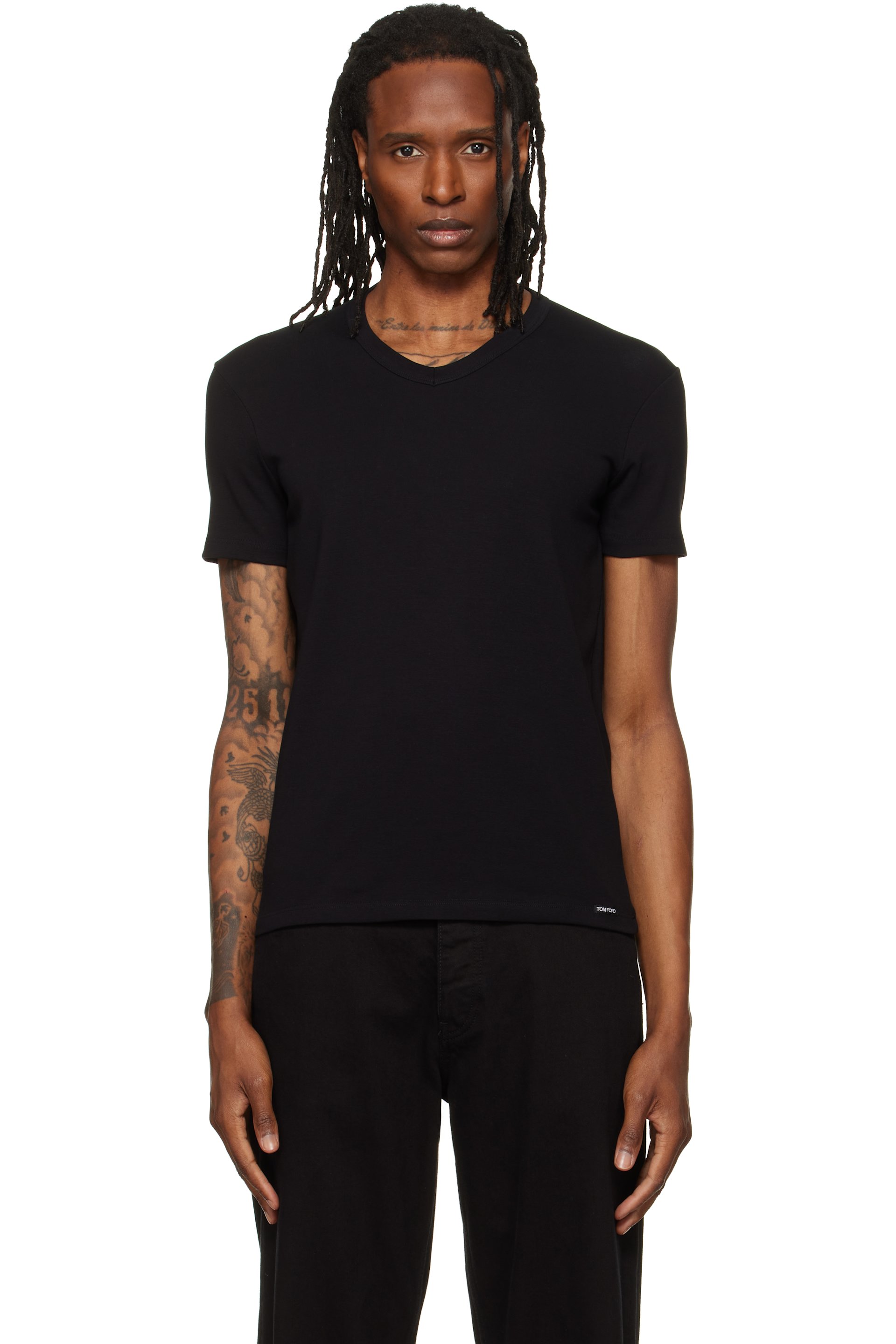 TOM FORD - T-shirt noir à col en V