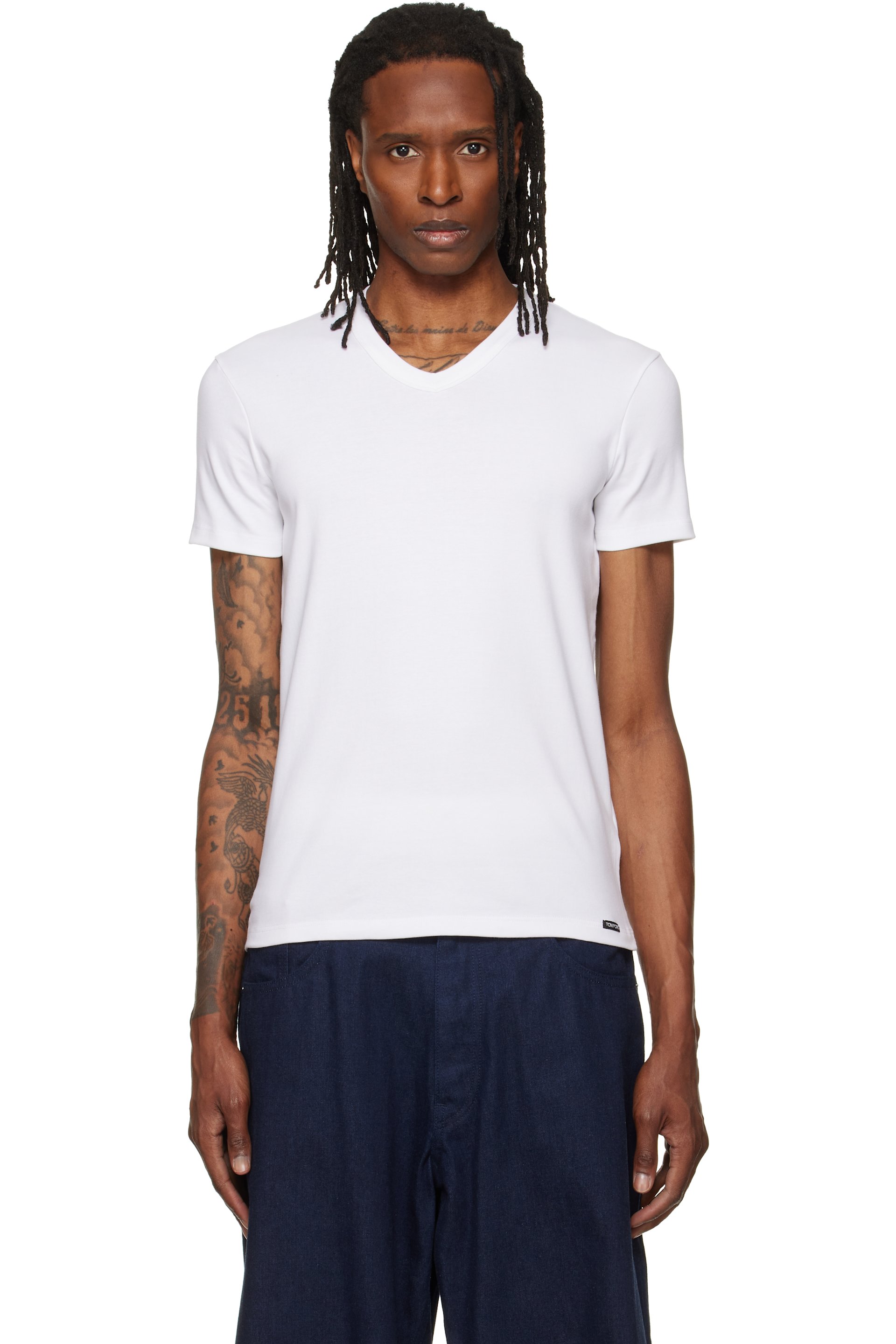 TOM FORD - White V-Neck T-shirt