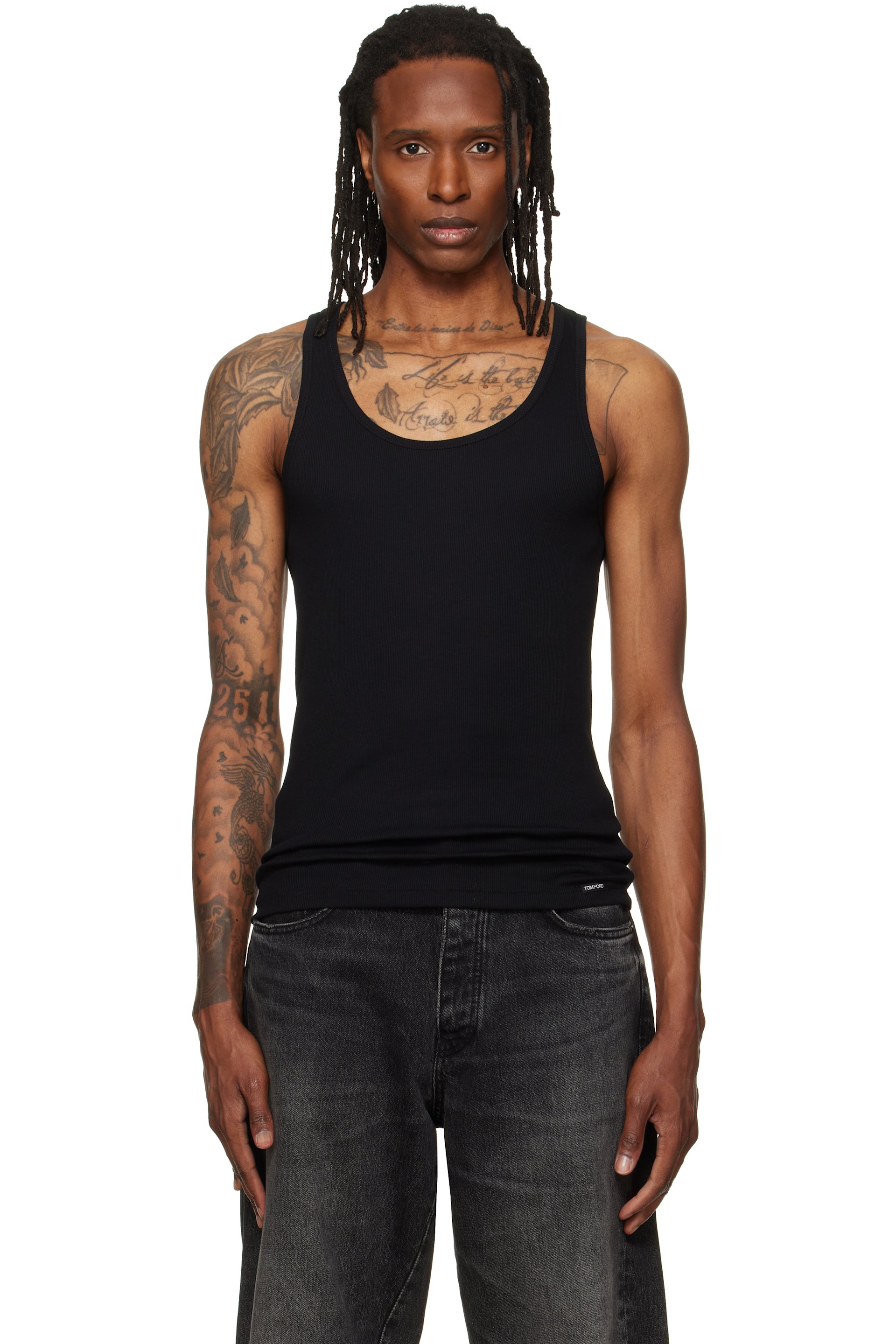 TOM FORD - Black Ribbed Tank Top