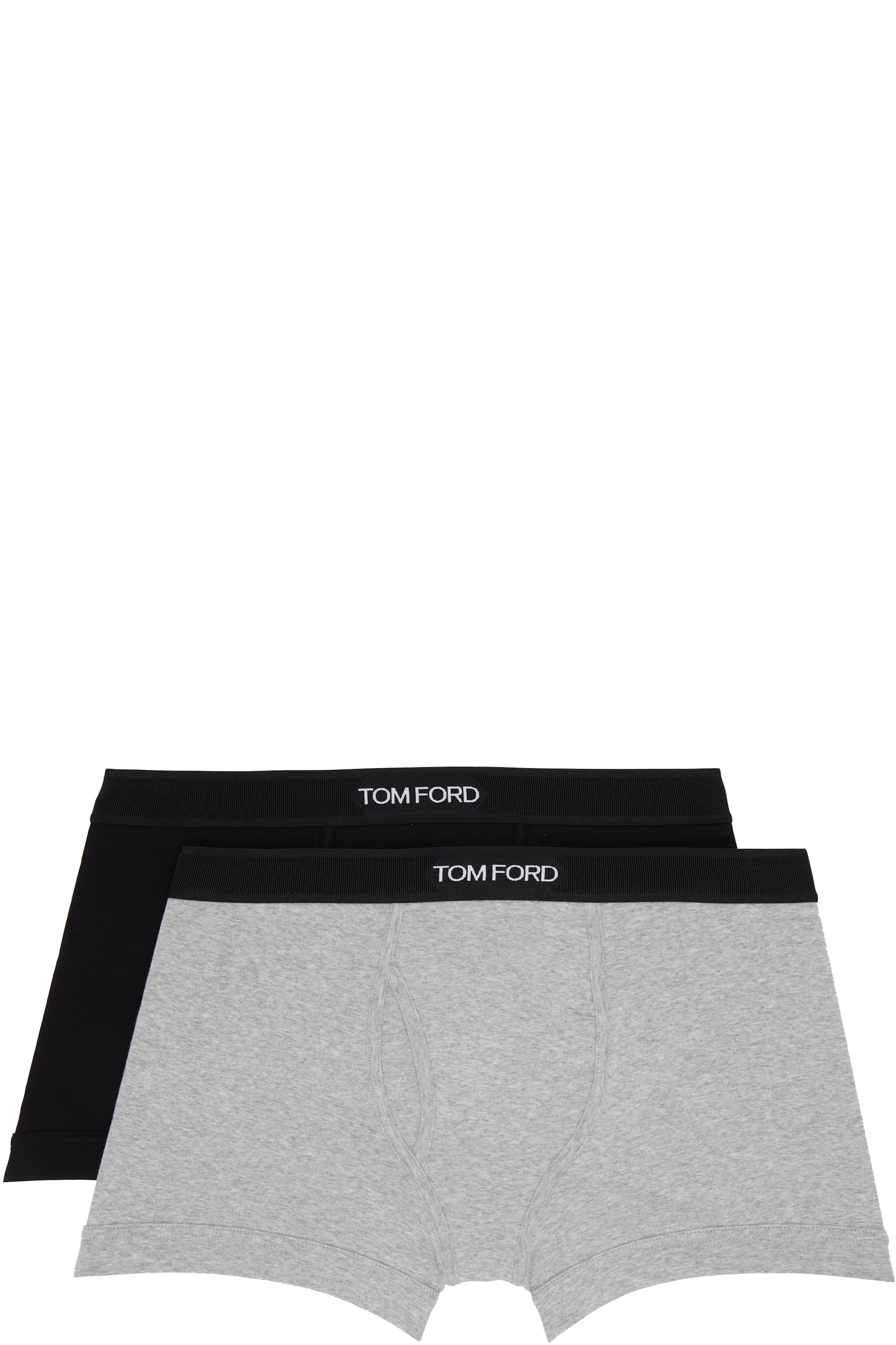 TOM FORD - Two-Pack Black & Gray Cotton Boxer Briefs