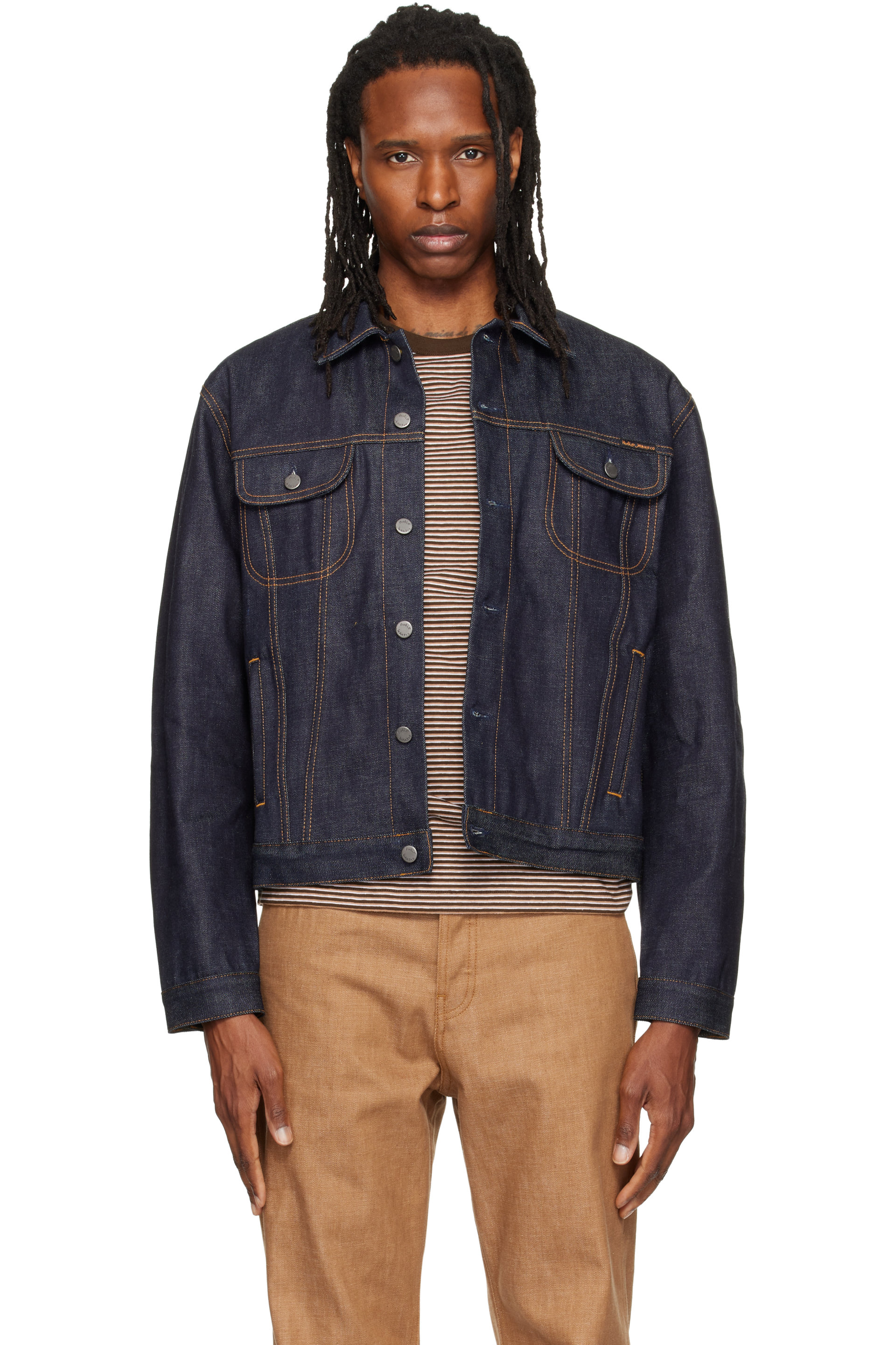 Nudie Jeans - Blouson Danny Ace bleu en denim à lisière