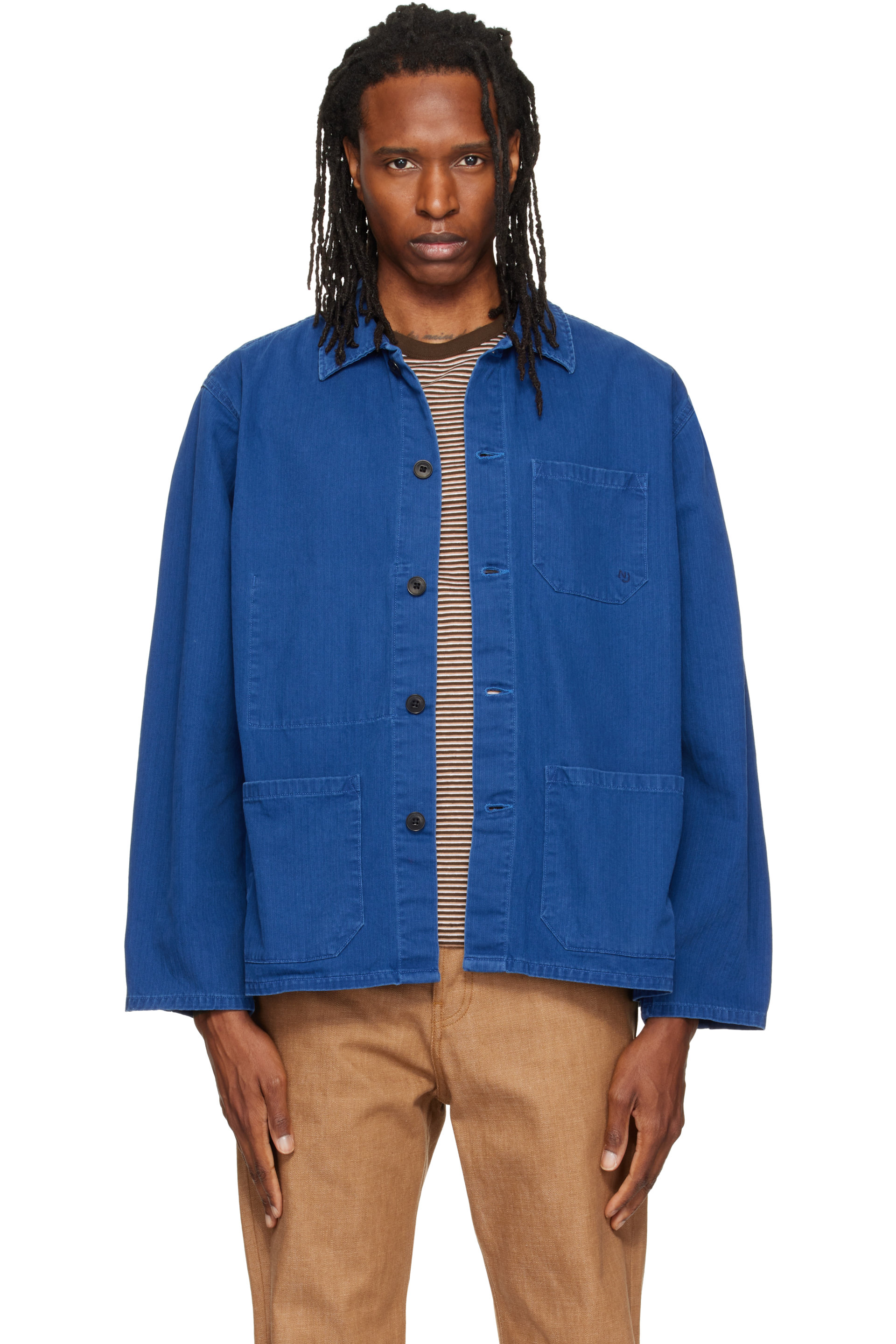 Nudie Jeans - Blouson ouvrier Buddy bleu en chevron
