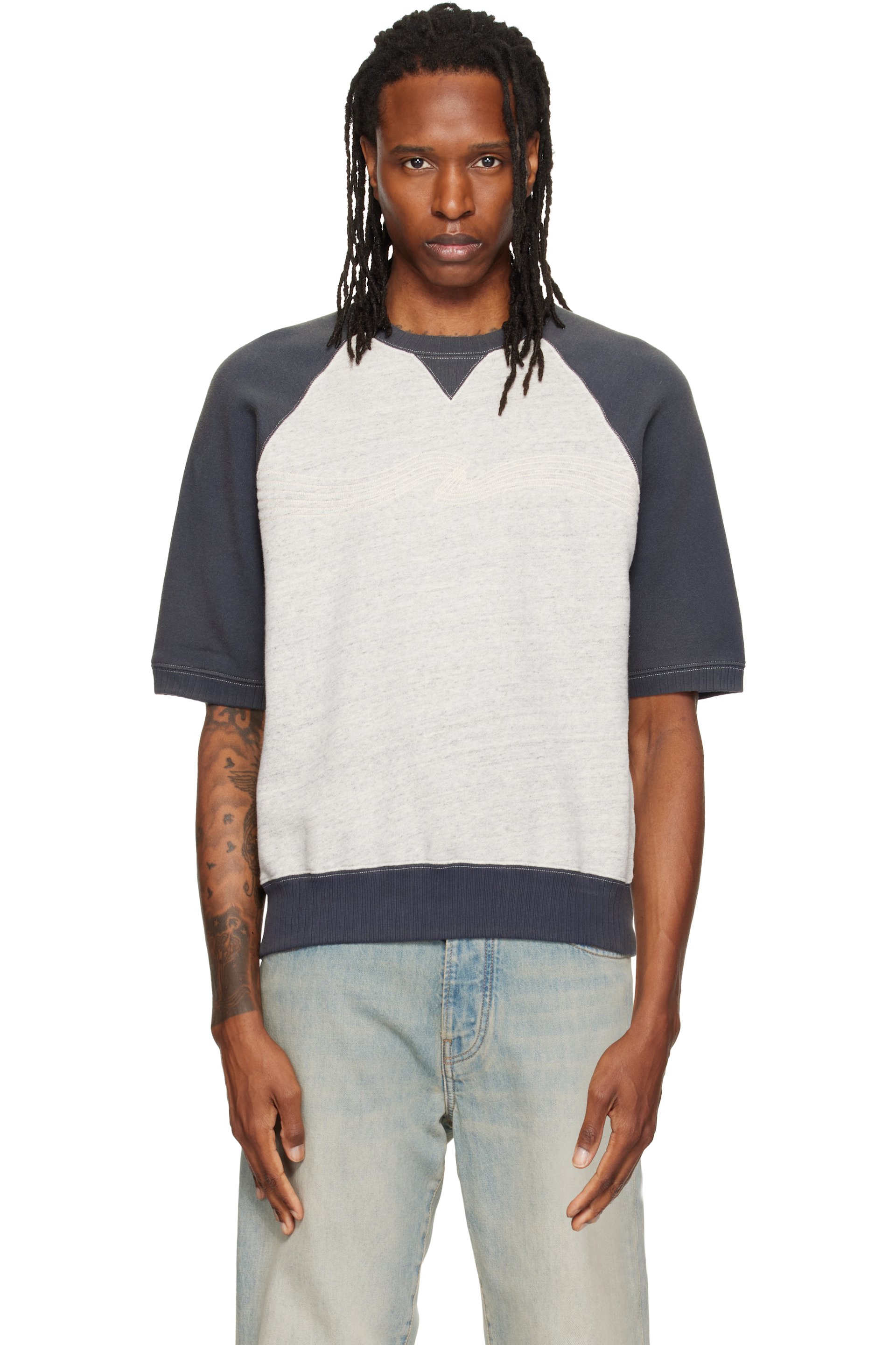 Nudie Jeans - Gray Kaj Short Sleeve Embo Wave T-shirt