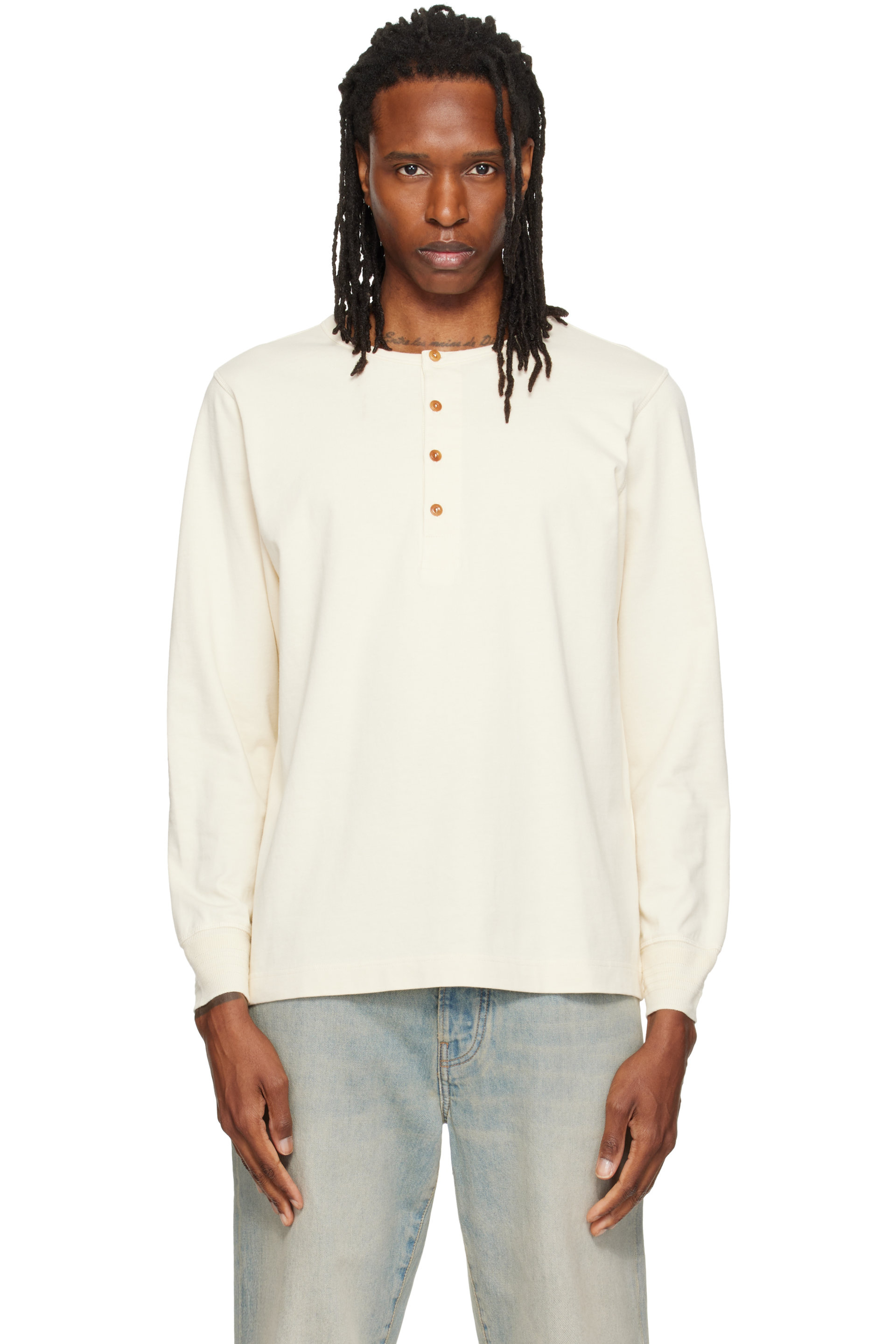 Nudie Jeans - Off-White Long Sleeve Henley
