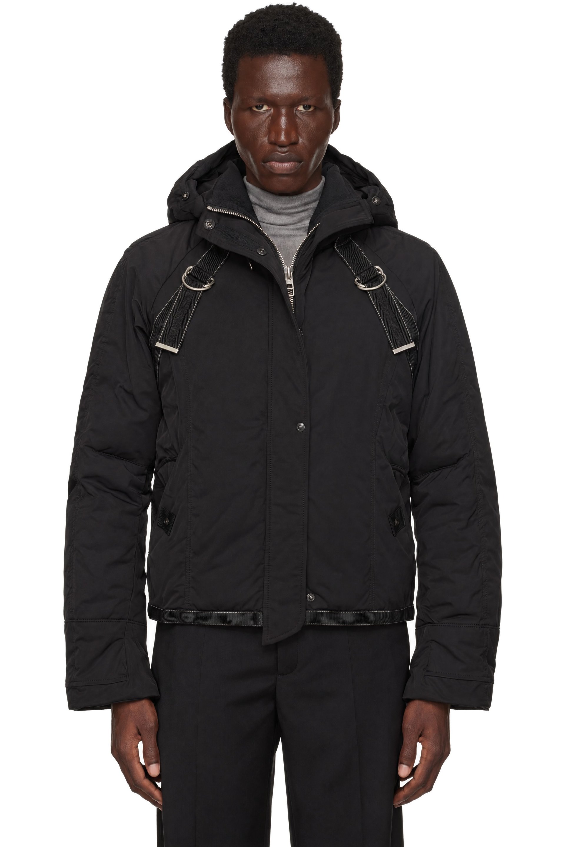 FFFPOSTALSERVICE - Black Down Bondage Flight Puffer Jacket