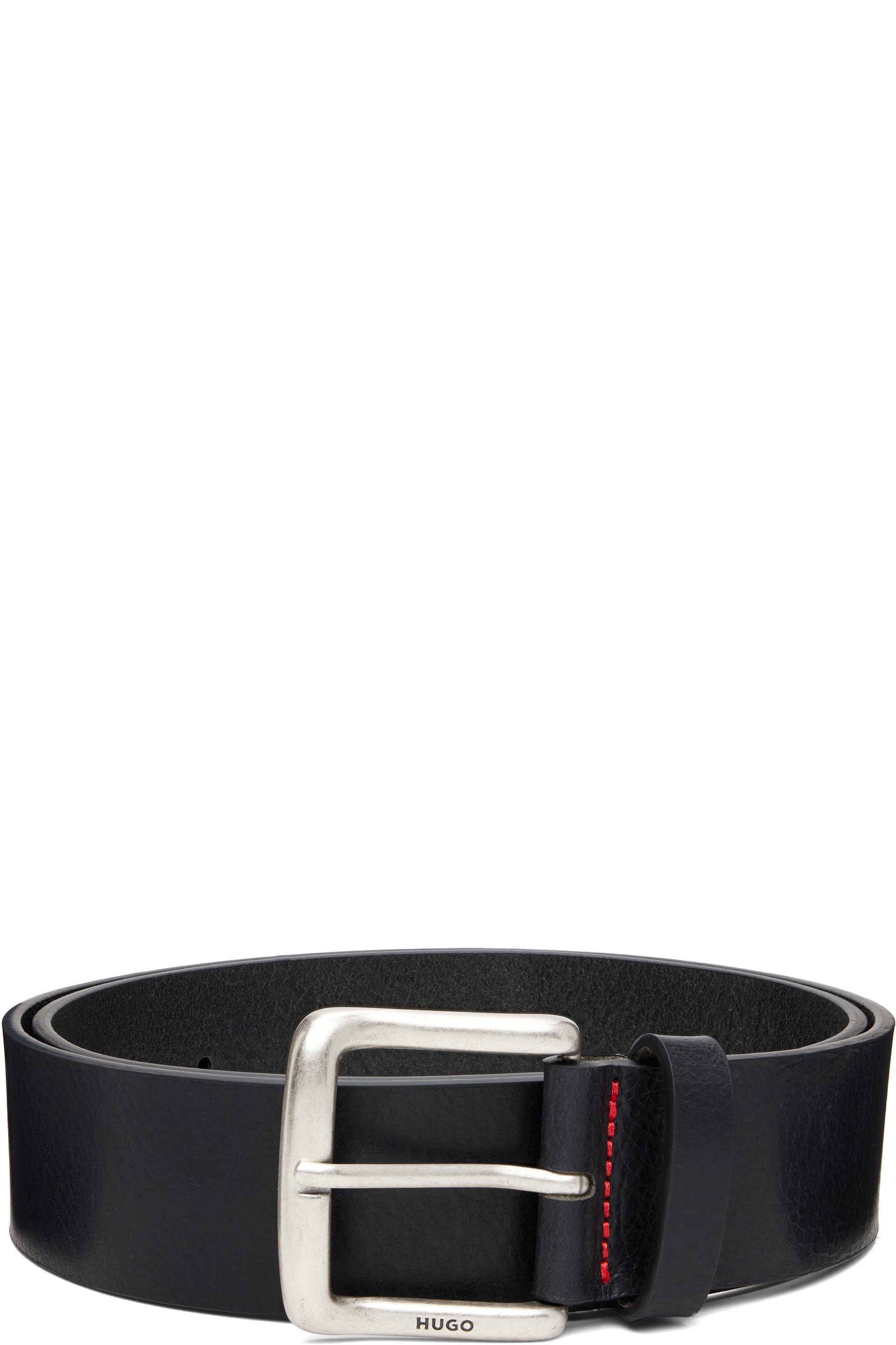 Hugo - Black Buffalo Leather Pin-Buckle Belt