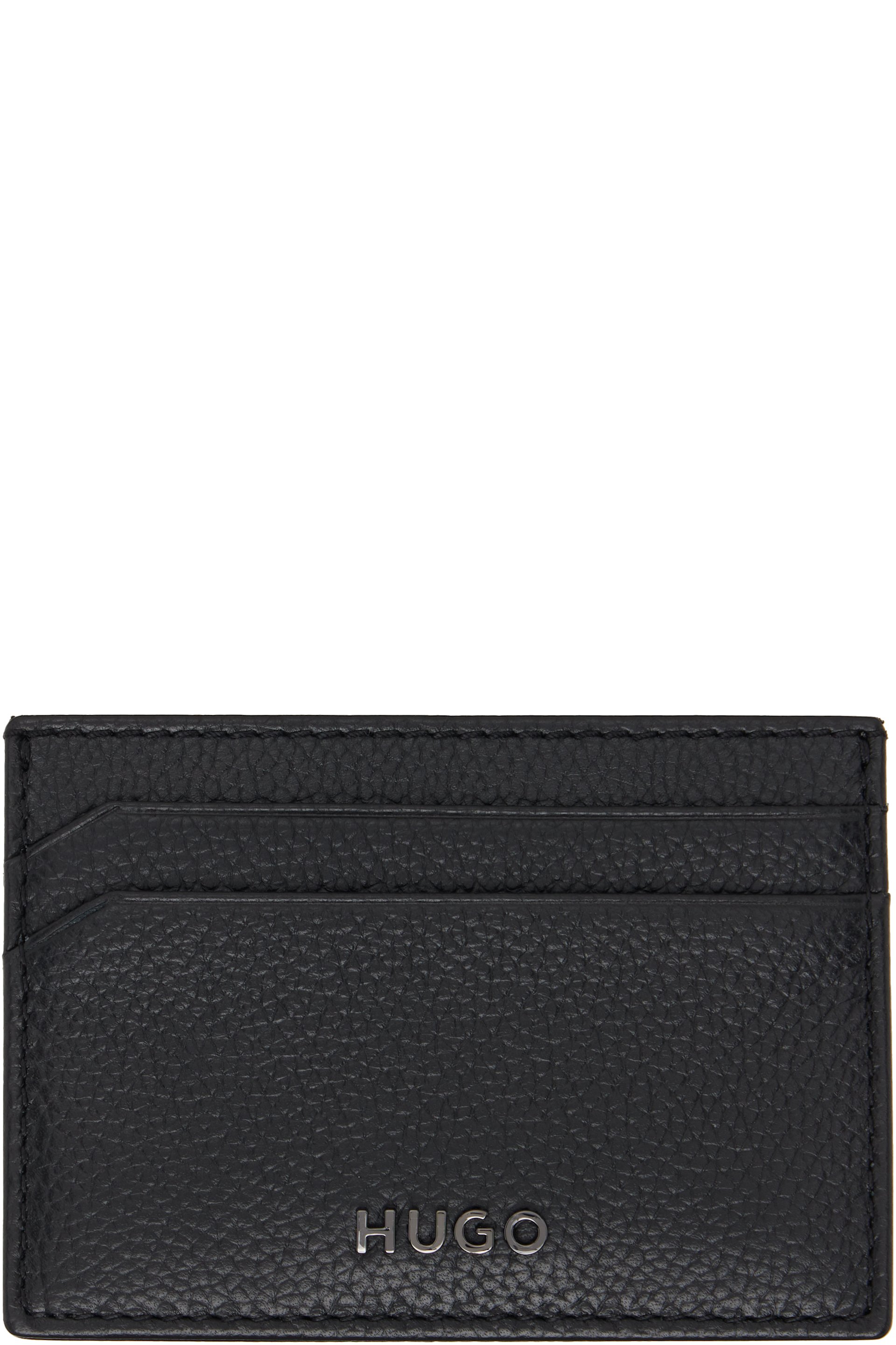 Hugo - Black Logo Detail Graiend-Leather Card Holder