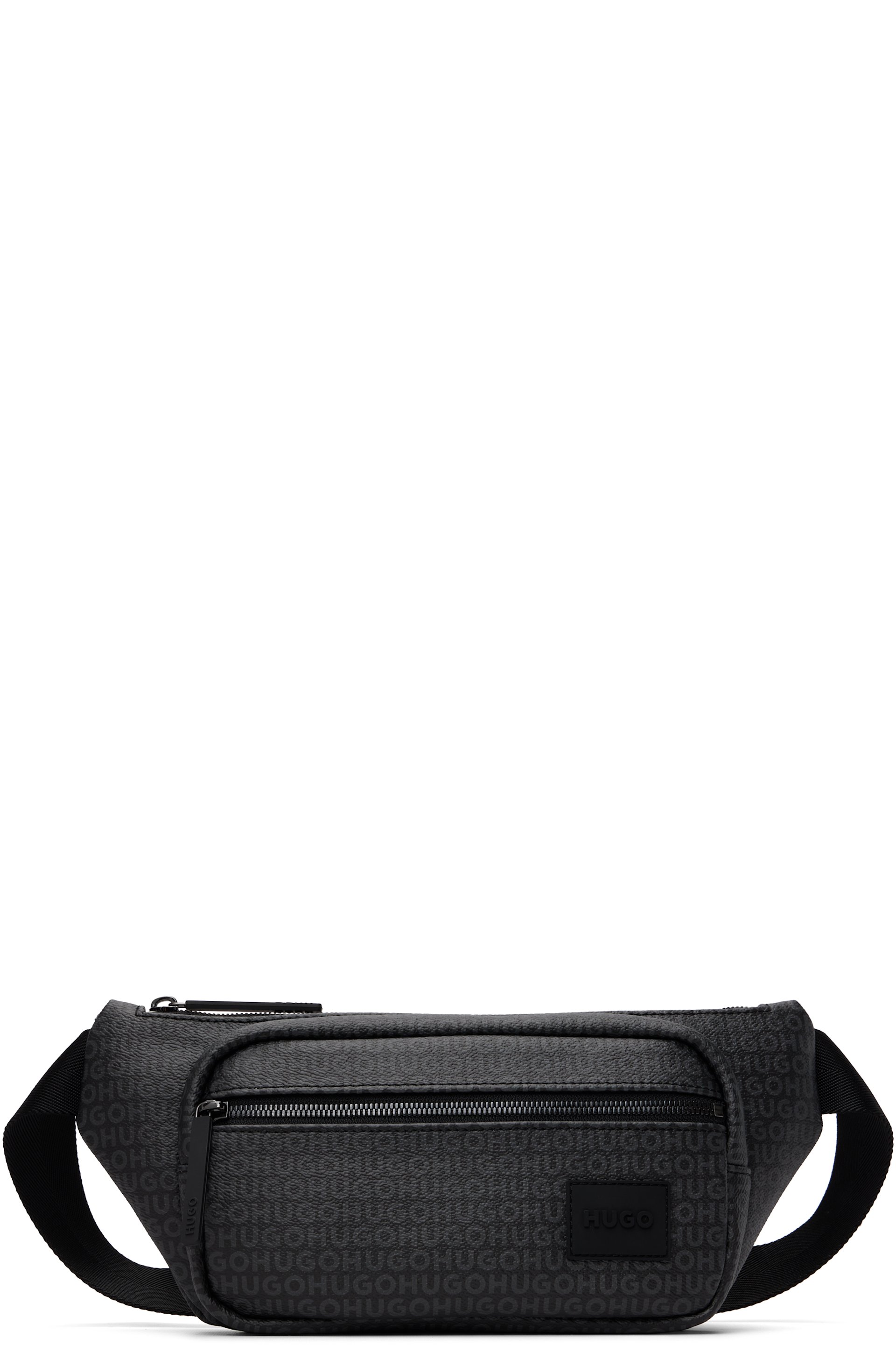 Hugo - Gray Grained Faux-Leather Belt Bag