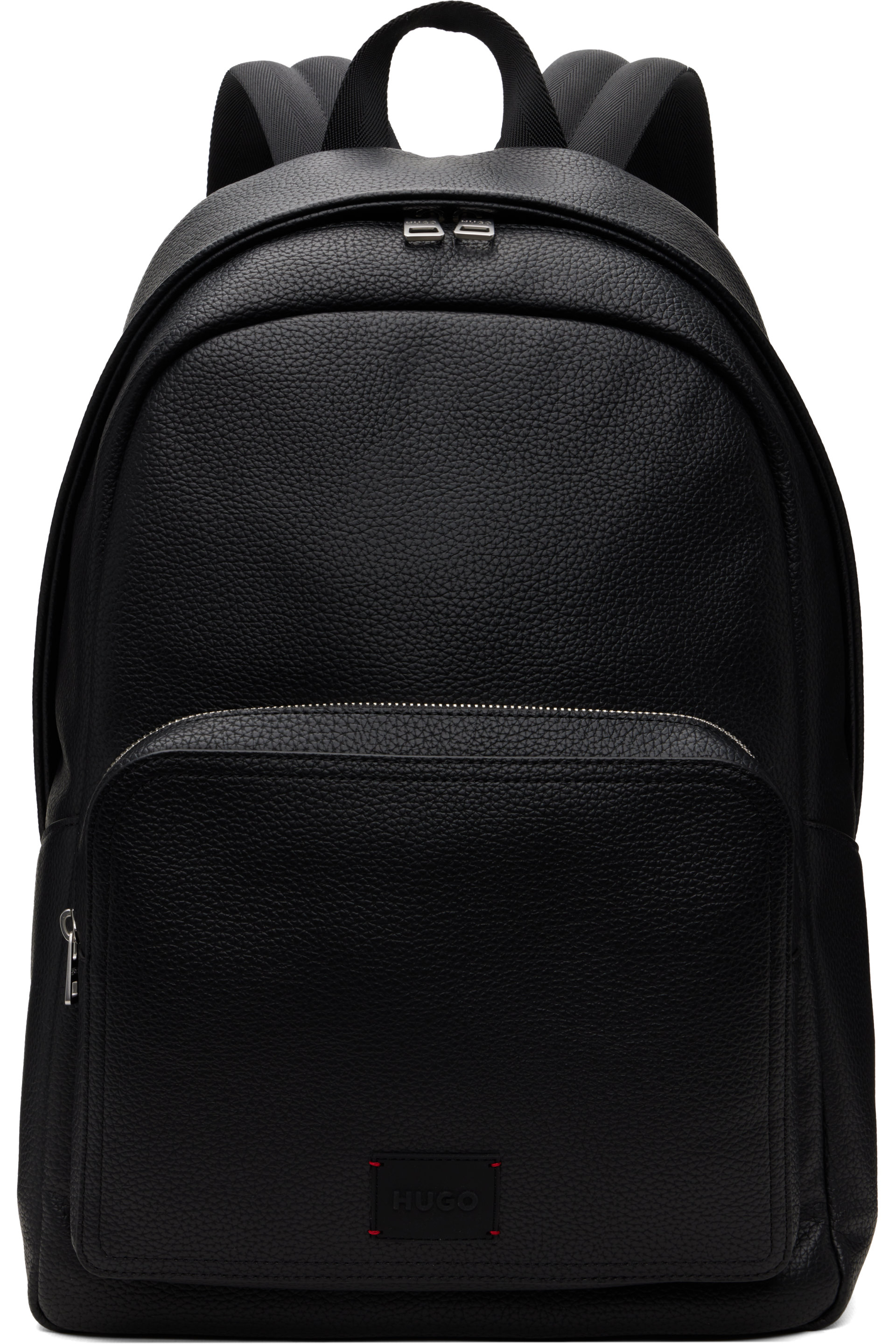 Hugo - Sac à dos noir en cuir synthétique à écusson à logo dégaufré
