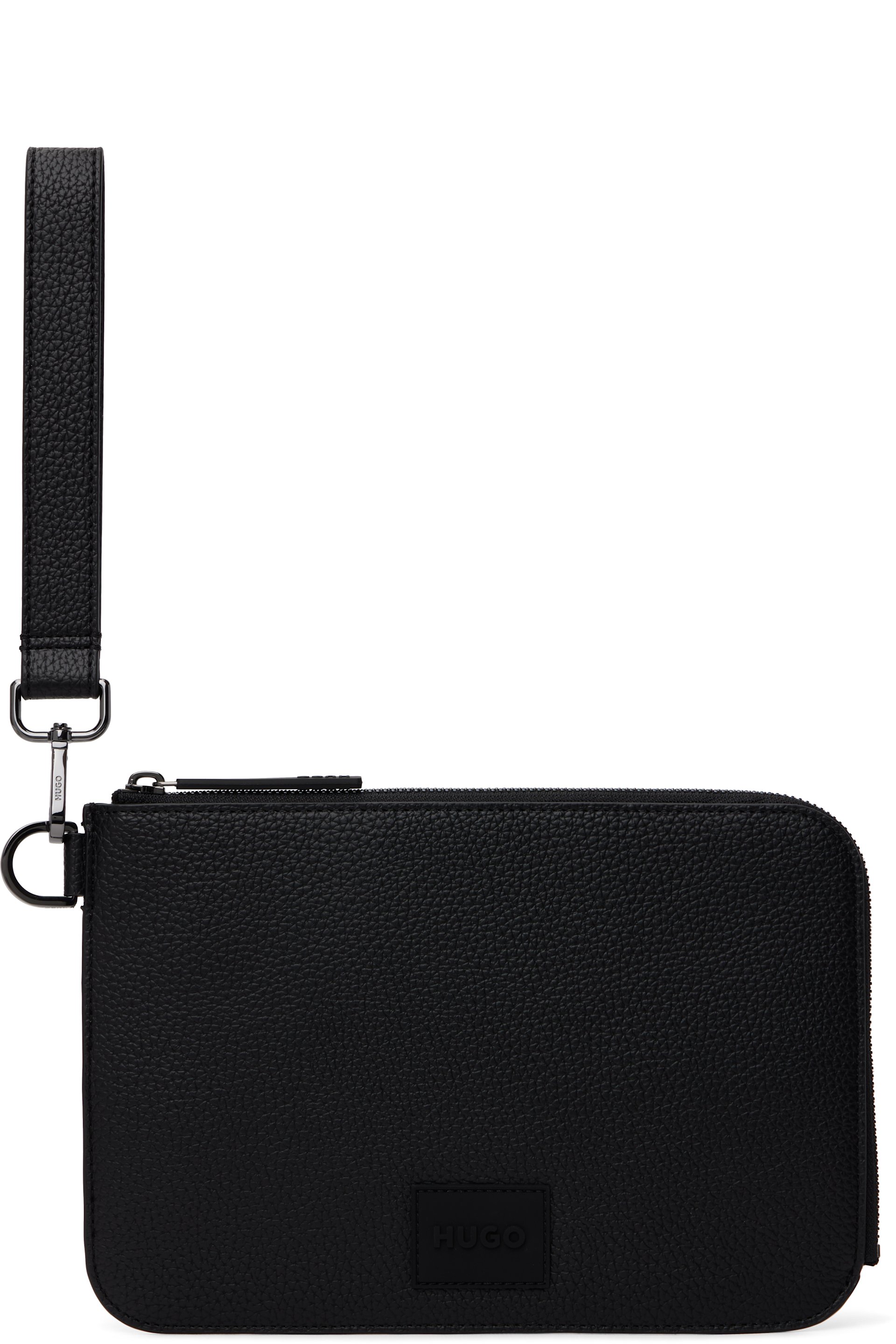 Hugo - Black Grained Faux-Leather Pouch