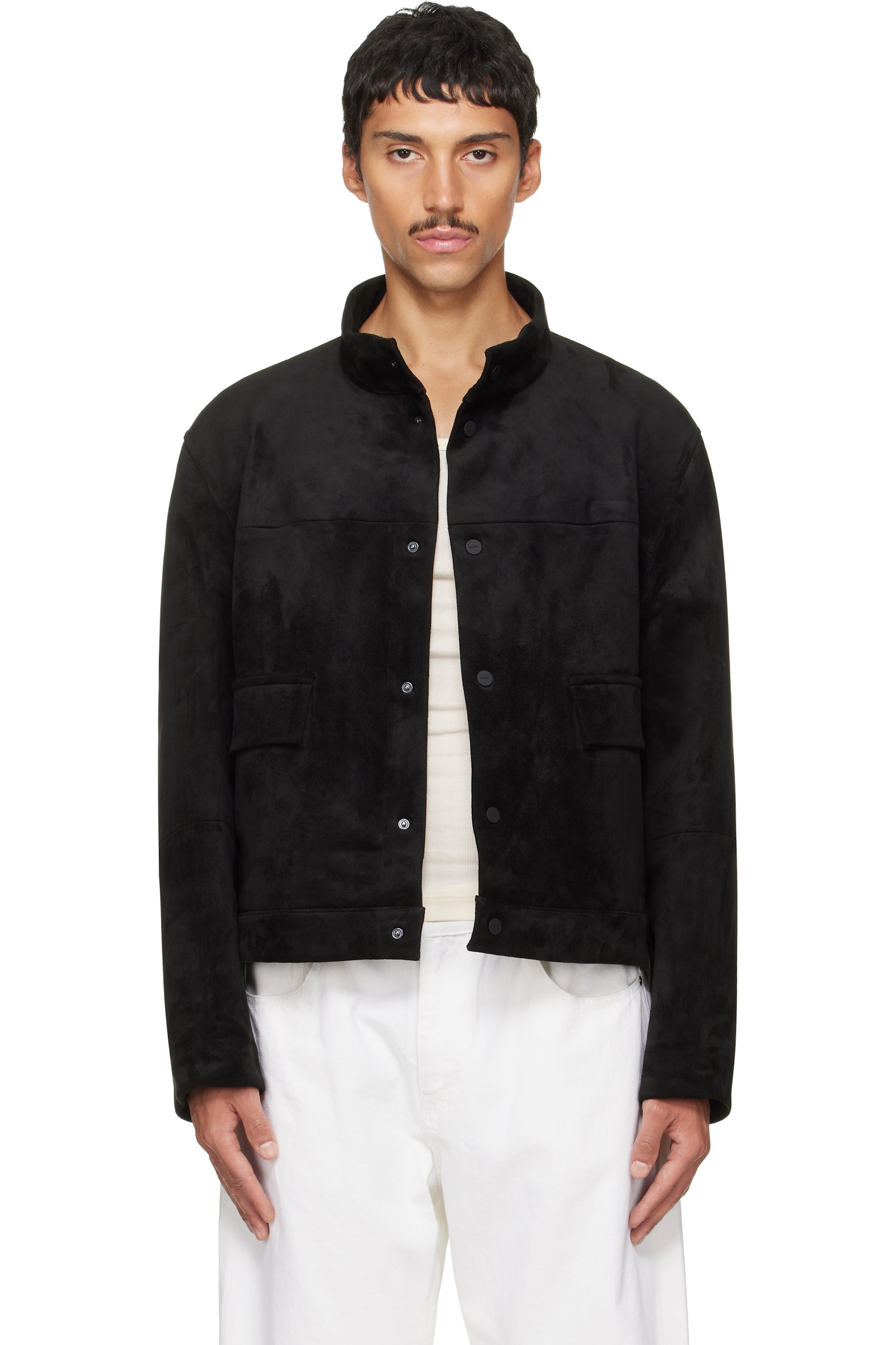 Hugo - Black Regular-Fit Faux-Suede Jacket